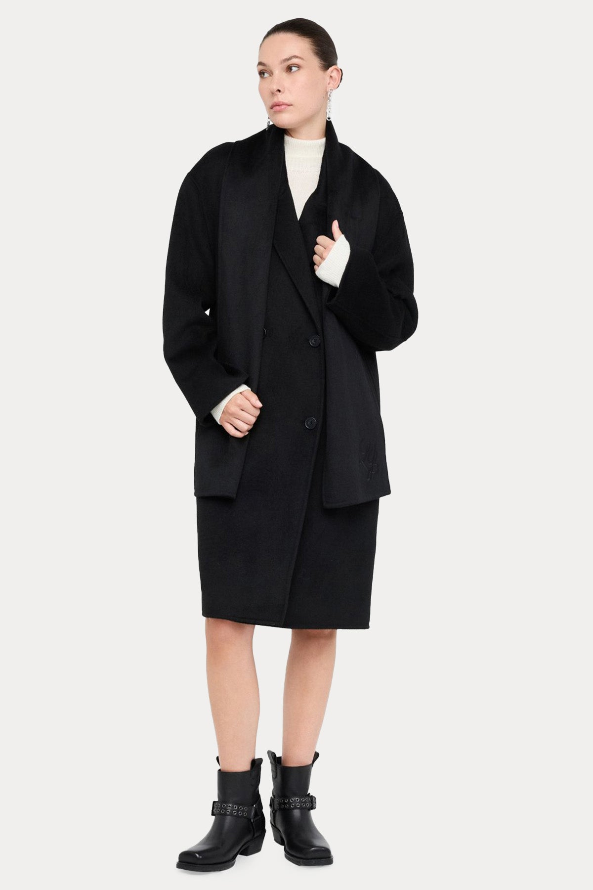 Liu Jo Kruvaze Atkılı Yün Palto