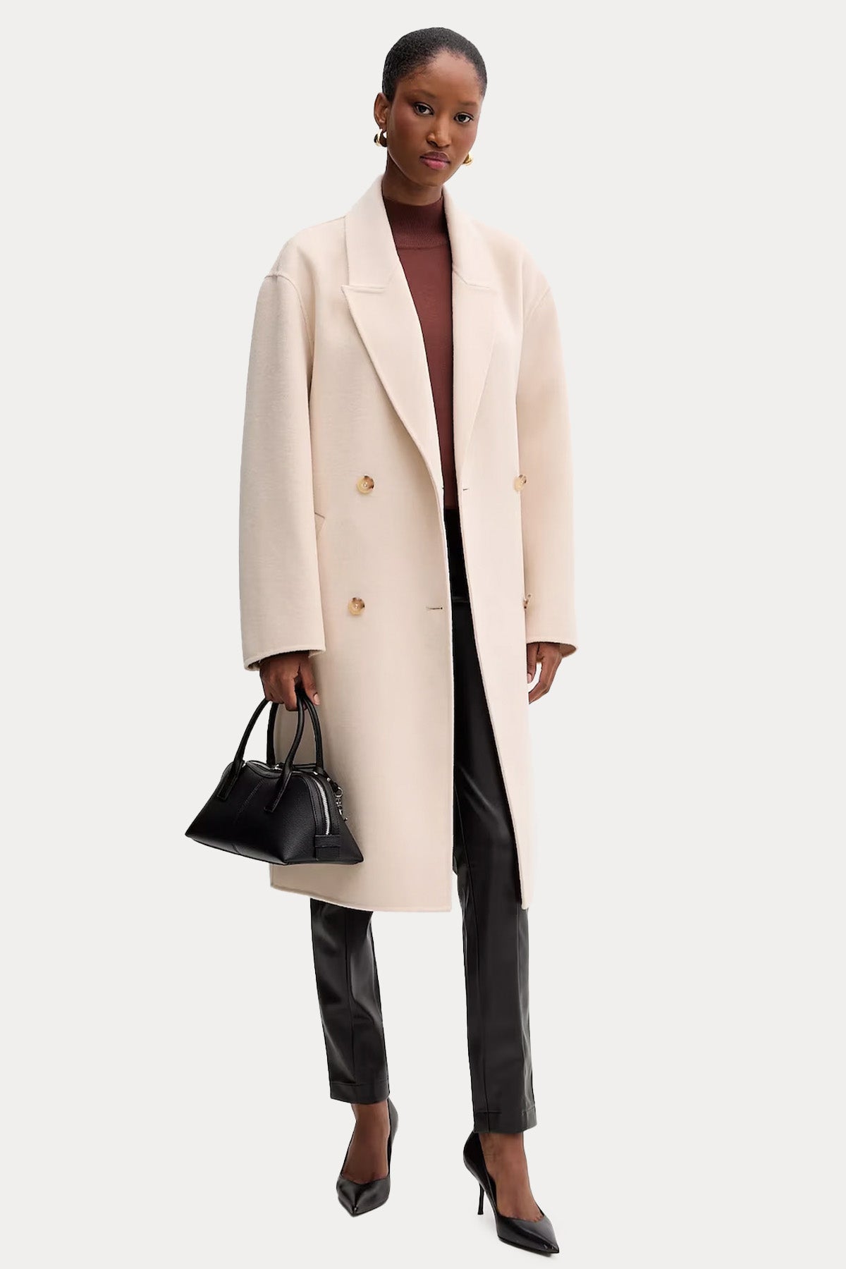 Liu Jo Kruvaze Atkılı Yün Palto