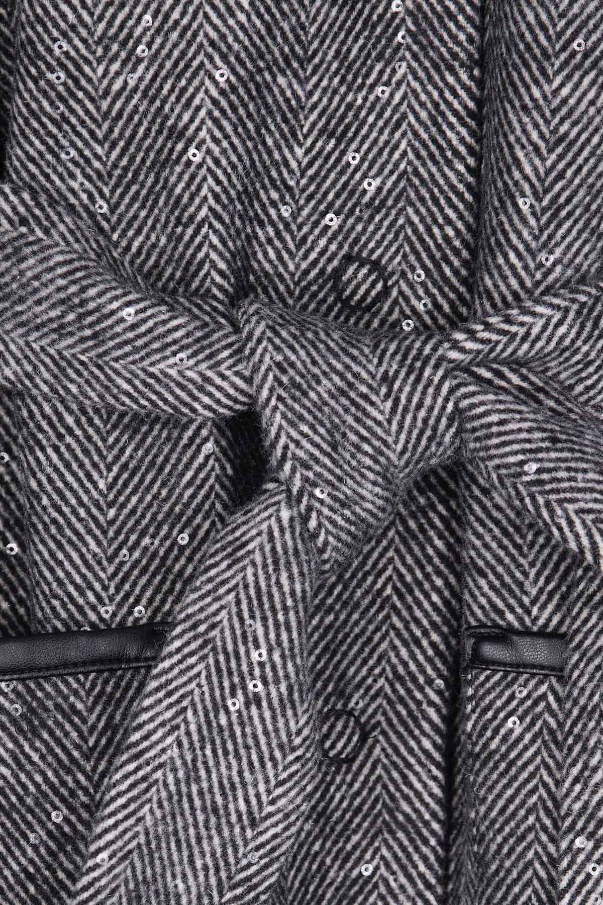 Liu Jo Deri Detaylı Kemerli Maxi Kaban