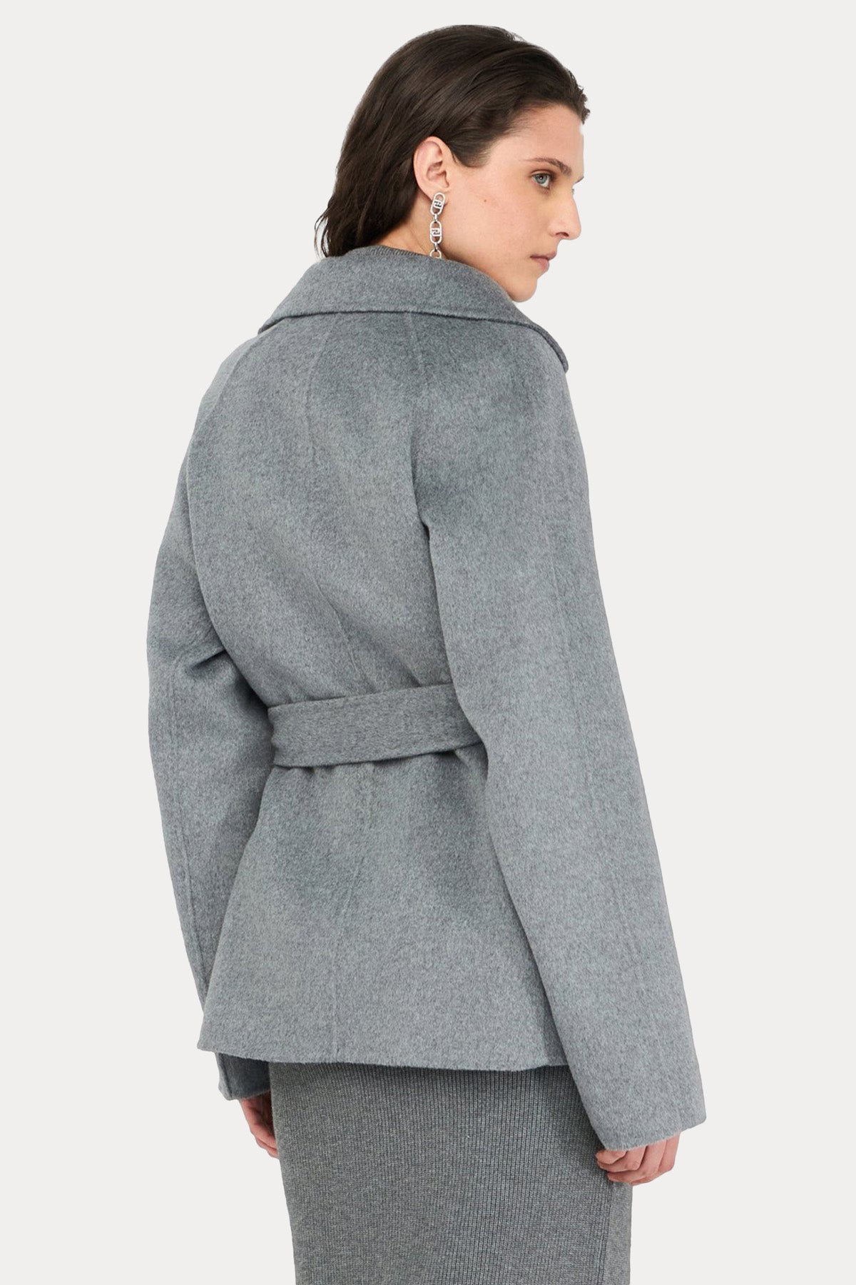 Liu Jo Kruvaze Kemerli Kısa Yün Kaban