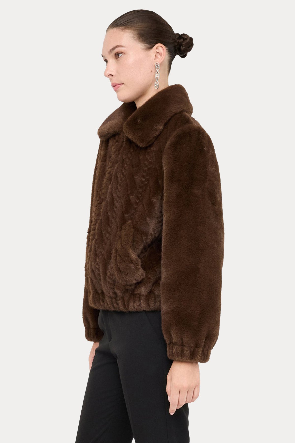 Liu Jo Comfort Fit Örgü Peluş Bomber Ceket