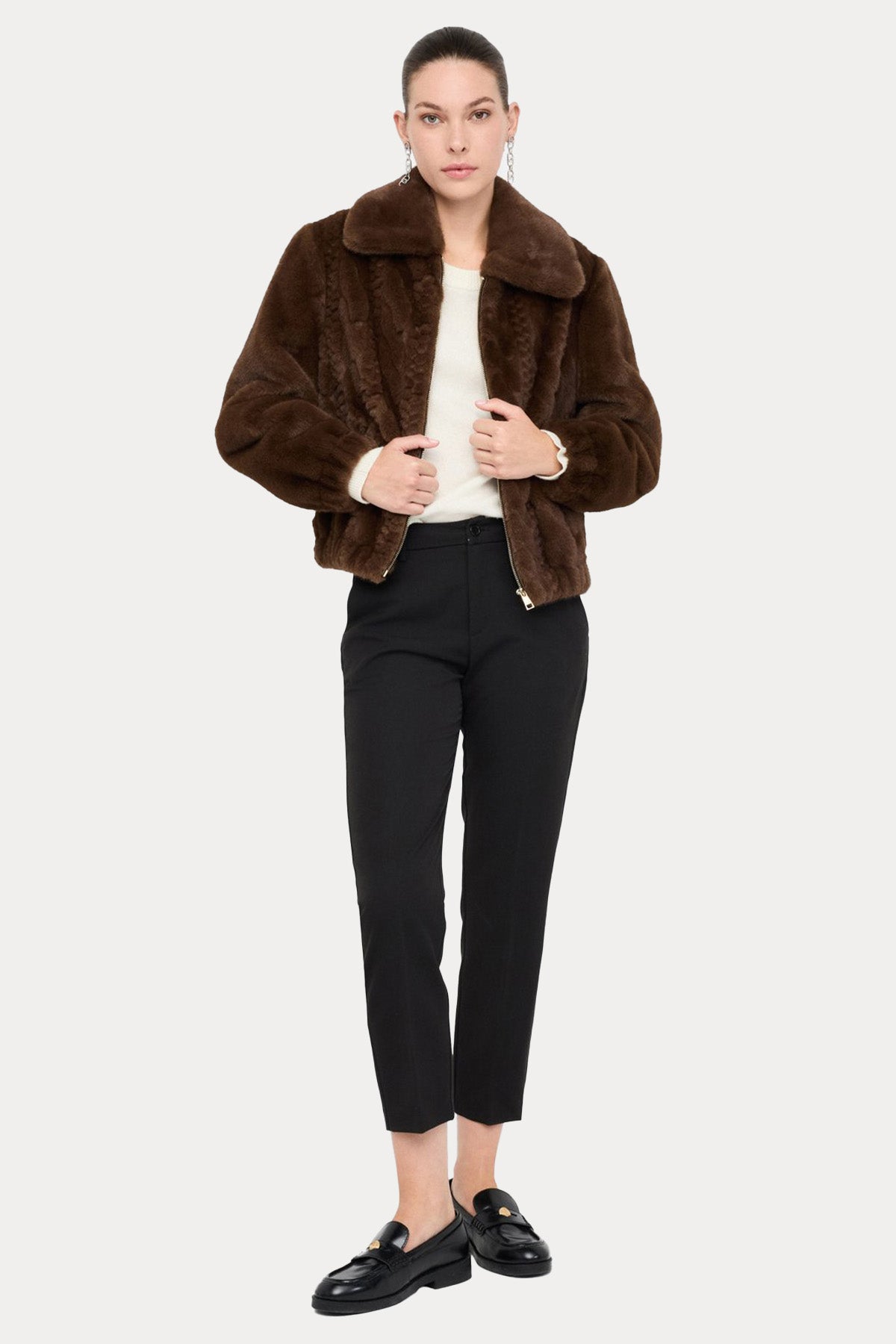 Liu Jo Comfort Fit Örgü Peluş Bomber Ceket