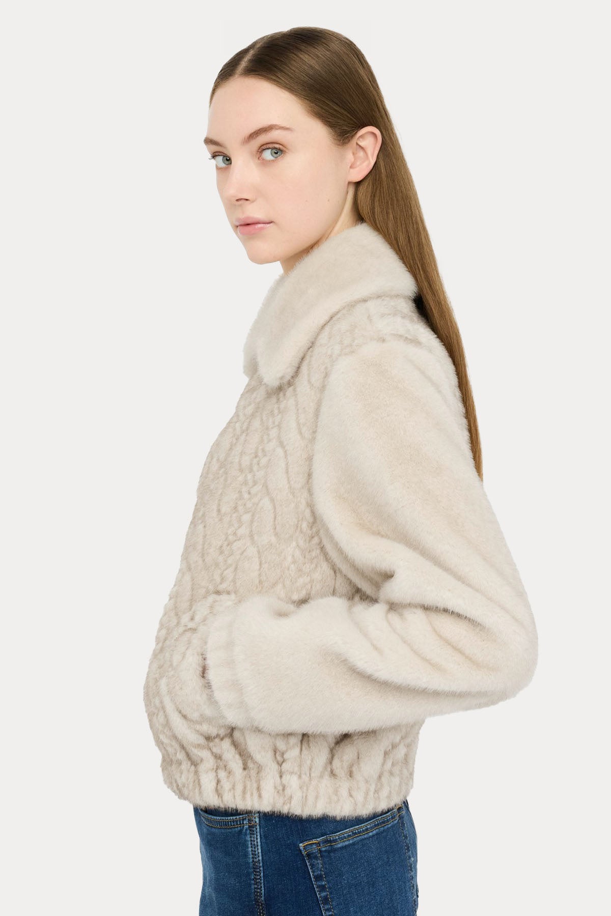 Liu Jo Comfort Fit Örgü Peluş Bomber Ceket