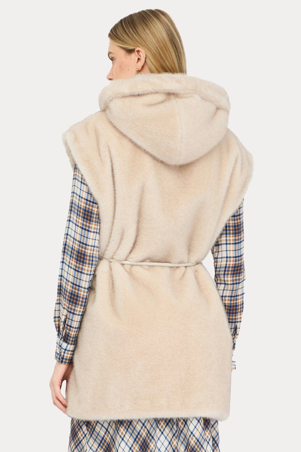 Liu Jo Regular Fit Kapüşonlu Örgü Peluş Yelek