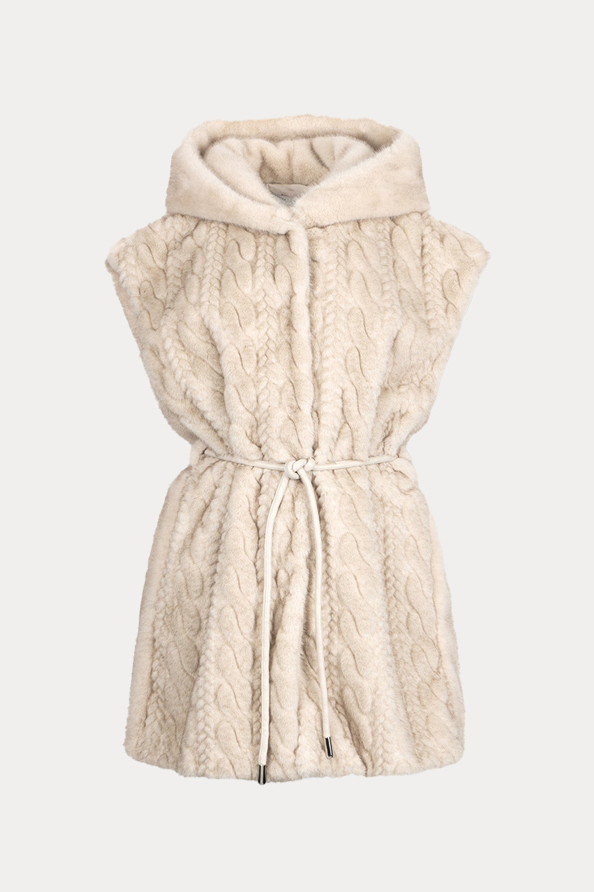 Liu Jo Regular Fit Kapüşonlu Örgü Peluş Yelek