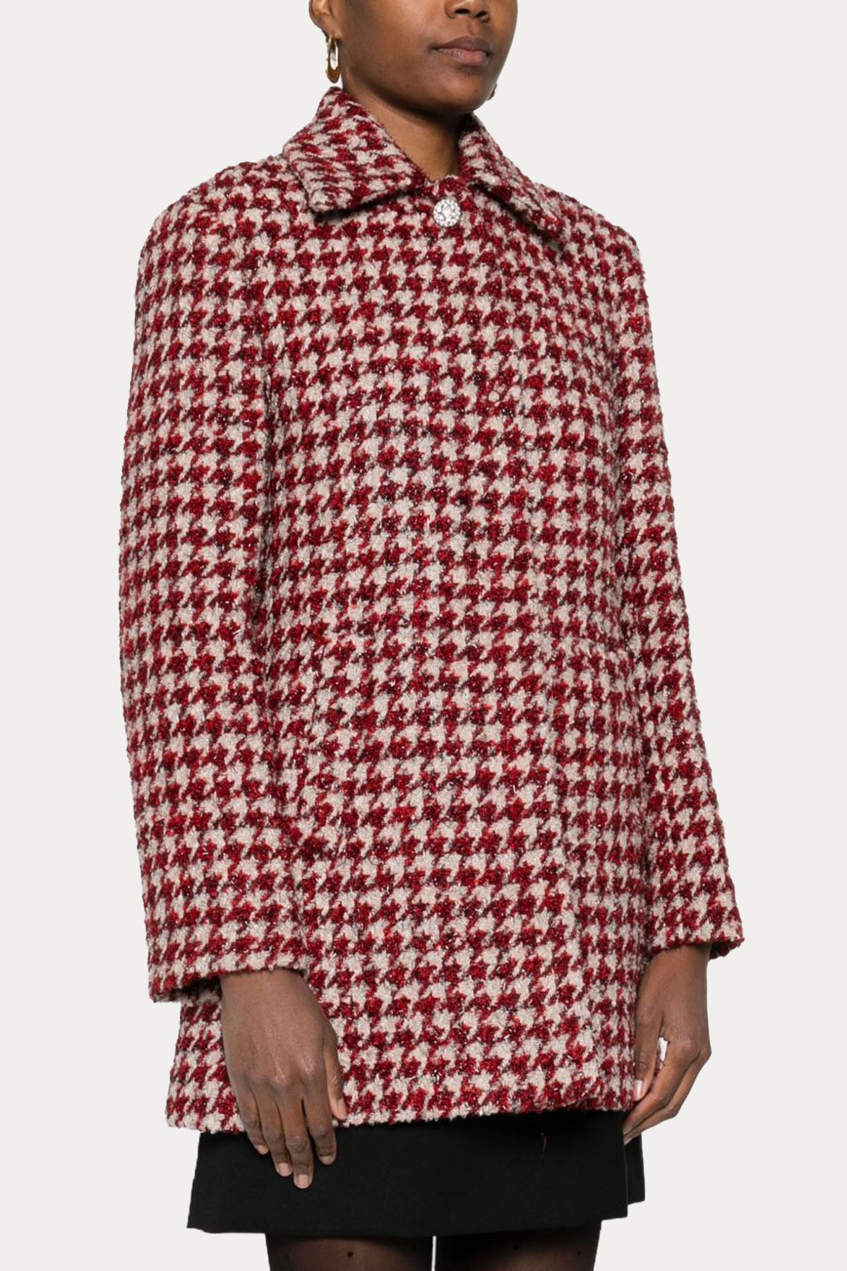 Liu Jo Regular Fit Kazayağı Desenli Kısa Kaban