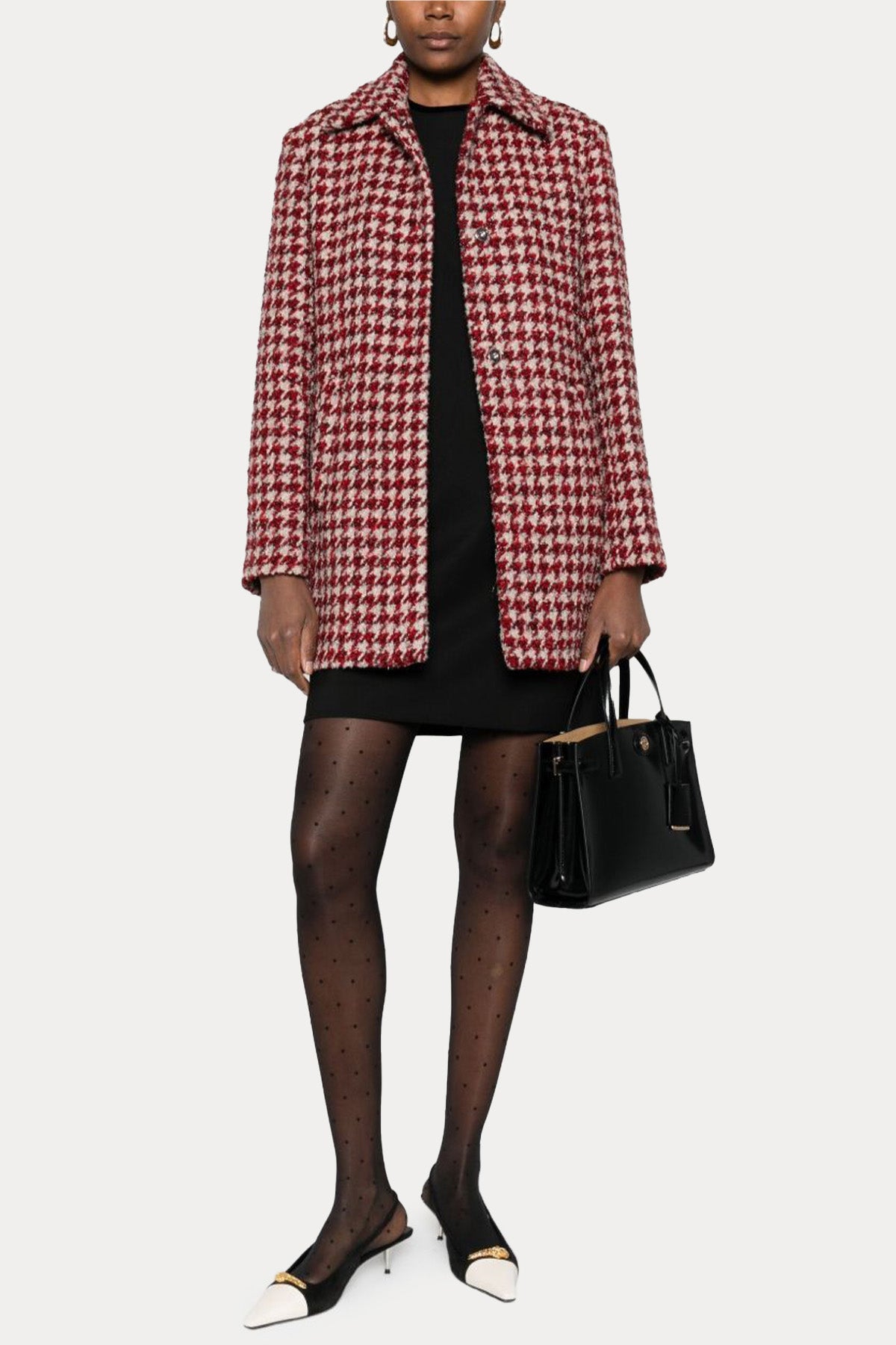 Liu Jo Regular Fit Kazayağı Desenli Kısa Kaban