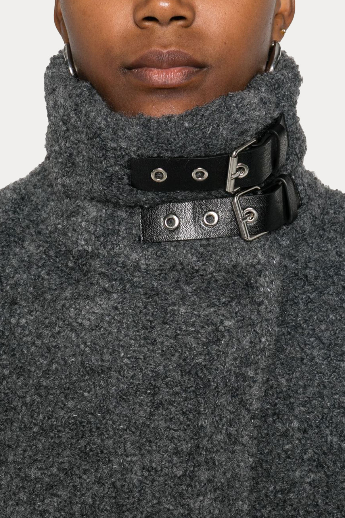 Liu Jo Relaxed Fit Dik Yakası Kemerli Yün Kaban