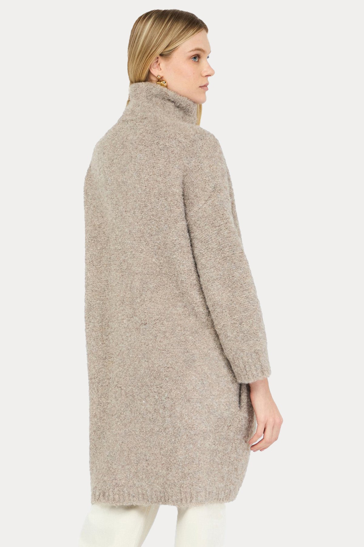 Liu Jo Relaxed Fit Dik Yakası Kemerli Yün Kaban