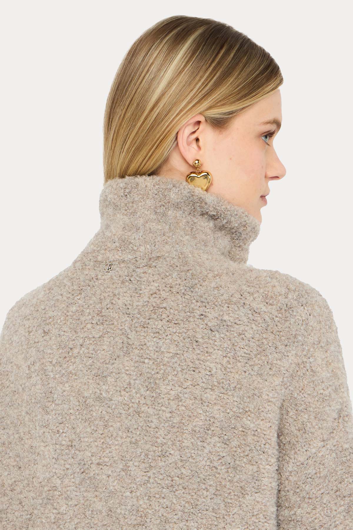 Liu Jo Relaxed Fit Dik Yakası Kemerli Yün Kaban