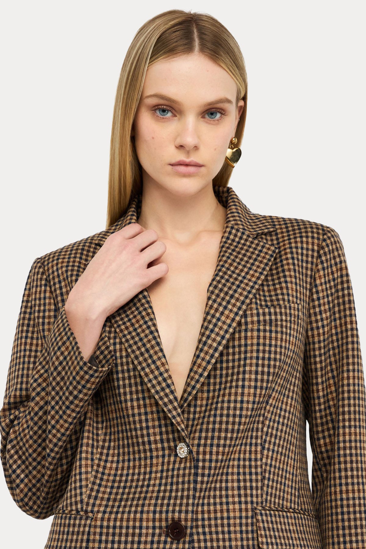 Liu Jo Regular Fit Ekose Desenli Blazer Ceket-Ceket-Libas