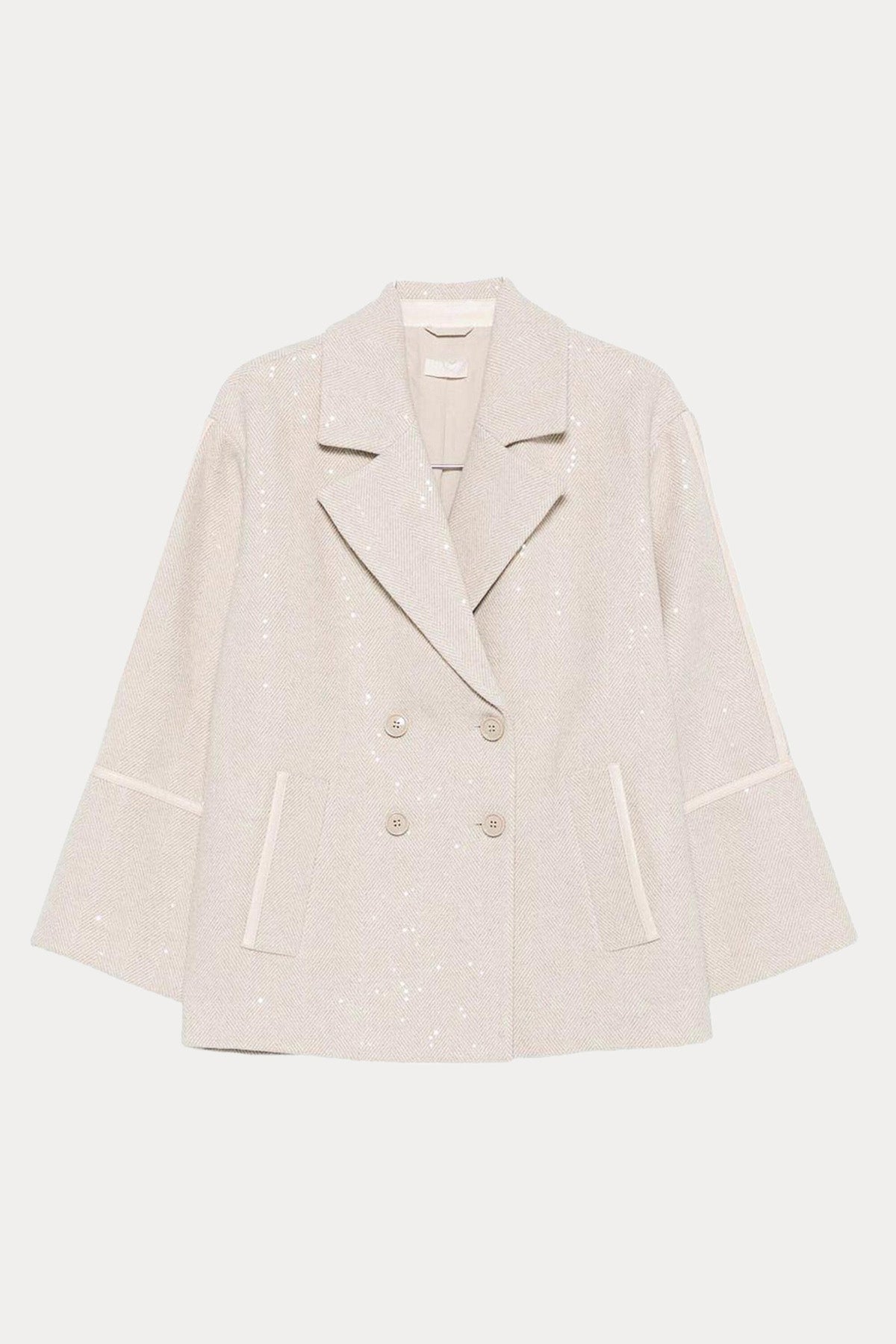 Liu Jo Relaxed Fit Kruvaze Yün Kısa Kaban