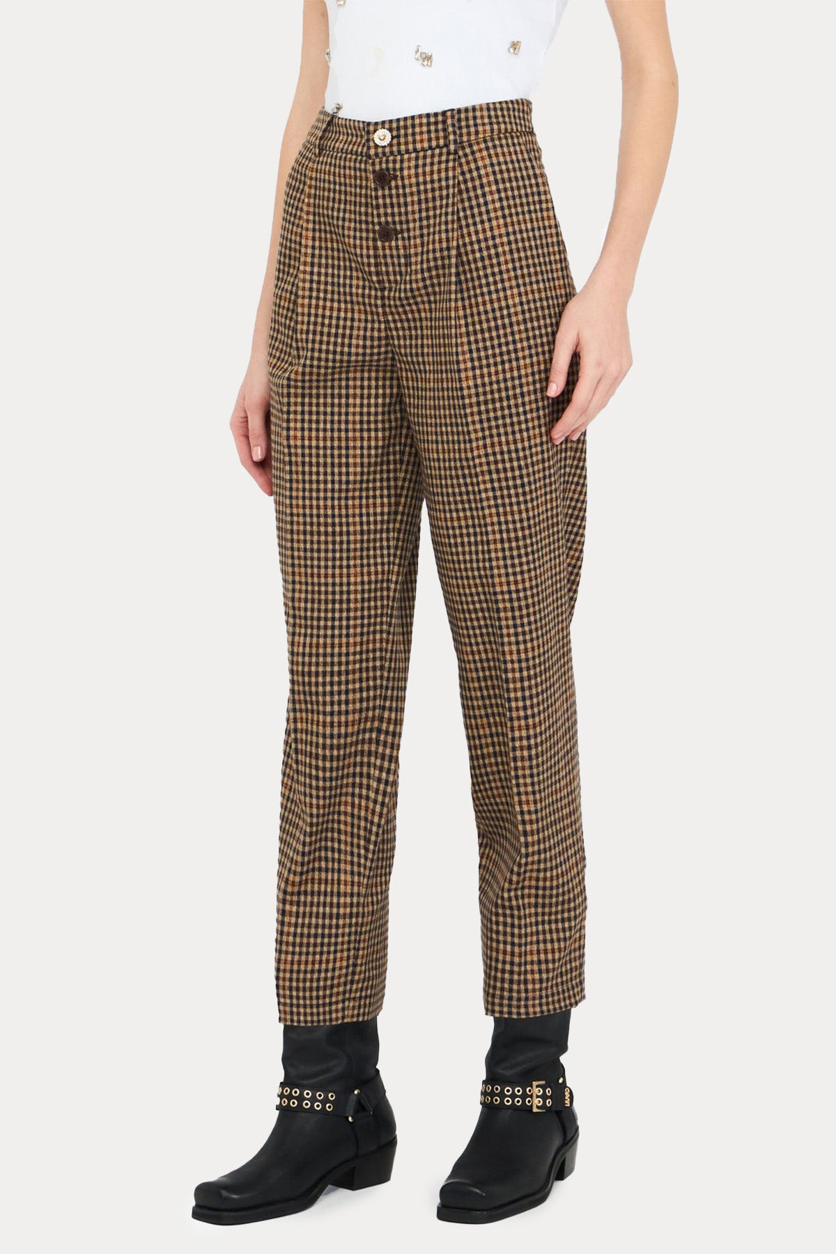 Liu Jo Ekose Desenli Tek Pile Yandan Cepli Pantolon