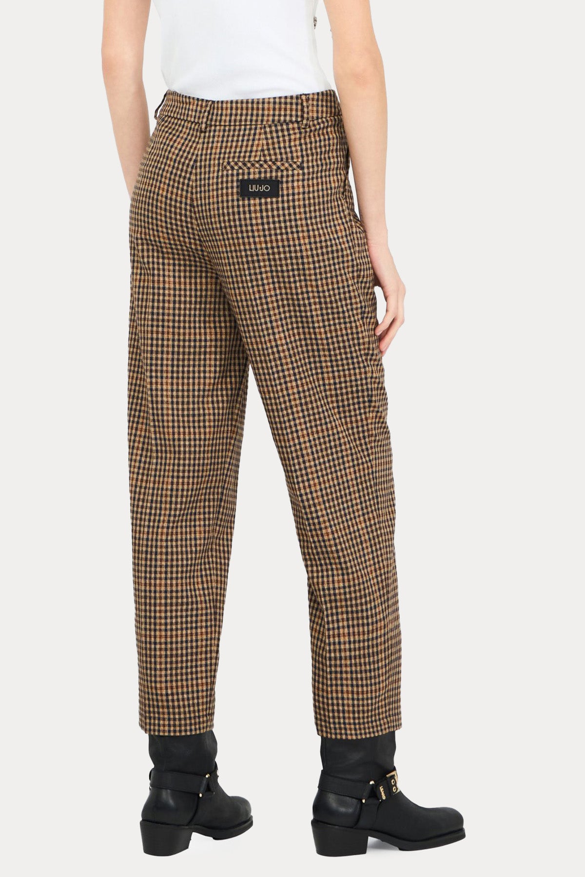 Liu Jo Ekose Desenli Tek Pile Yandan Cepli Pantolon