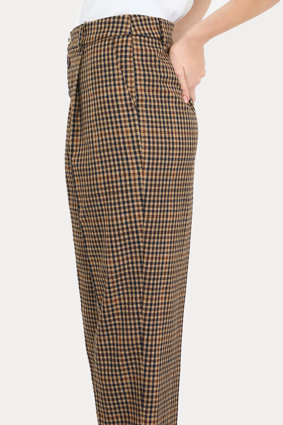 Liu Jo Ekose Desenli Tek Pile Yandan Cepli Pantolon