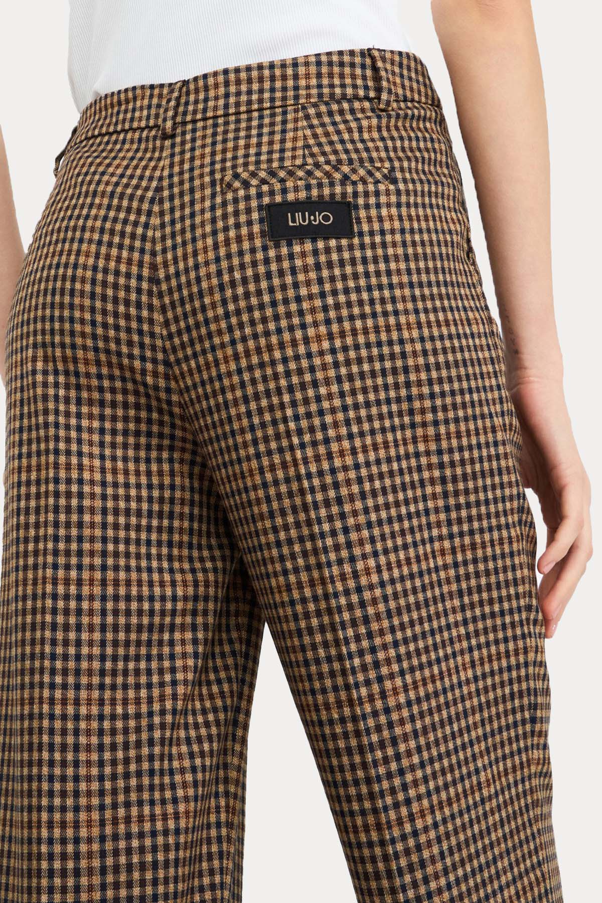 Liu Jo Ekose Desenli Tek Pile Yandan Cepli Pantolon