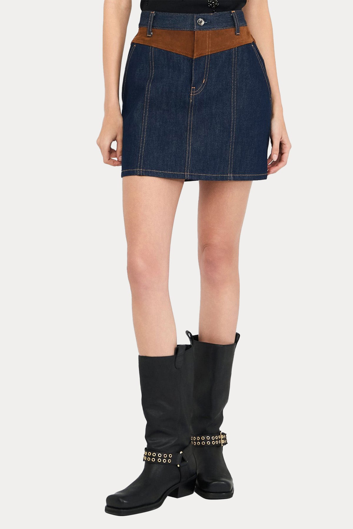 Liu Jo Süet Detaylı Mini Denim Etek