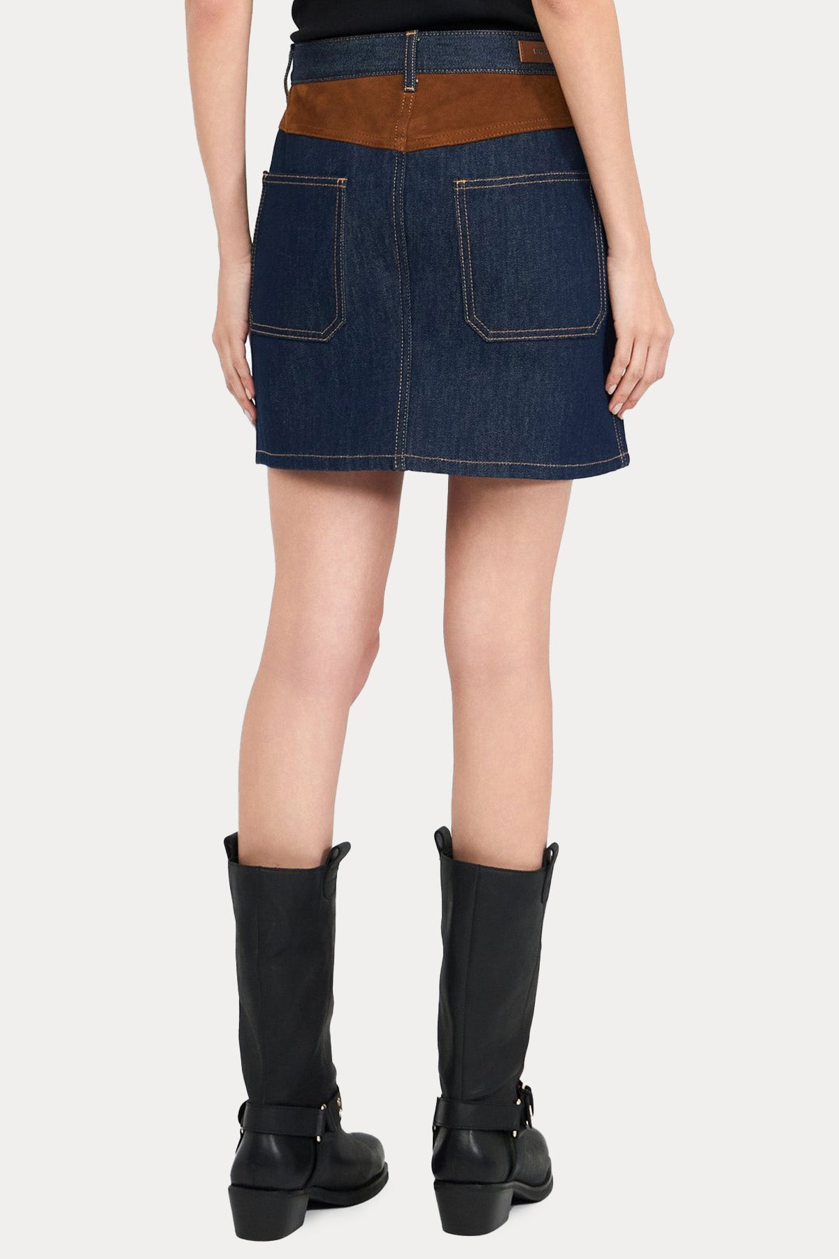 Liu Jo Süet Detaylı Mini Denim Etek