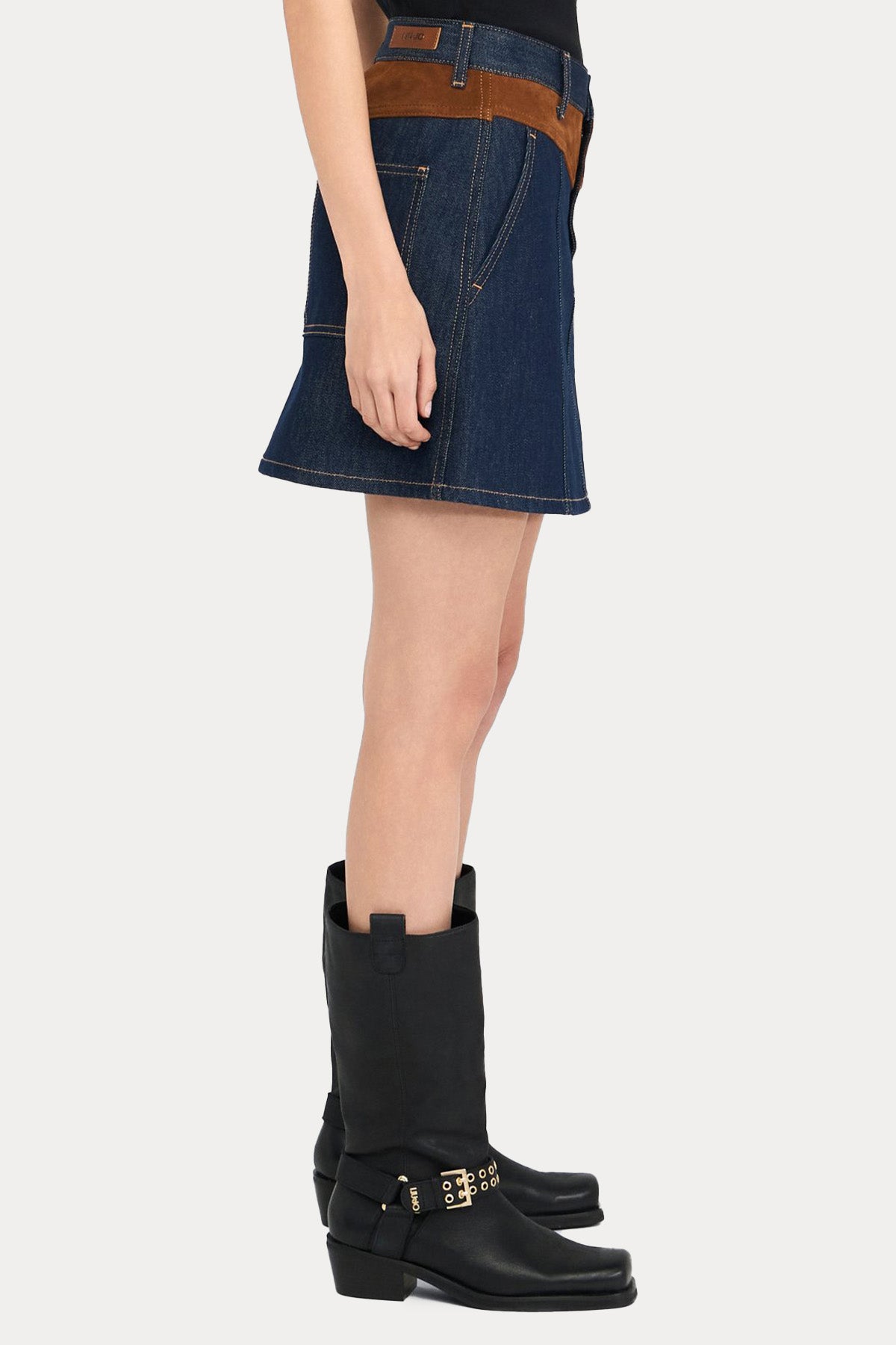 Liu Jo Süet Detaylı Mini Denim Etek