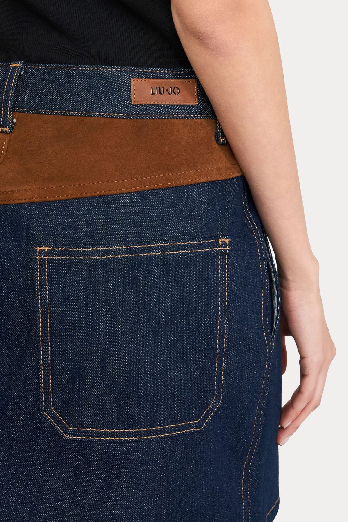 Liu Jo Süet Detaylı Mini Denim Etek