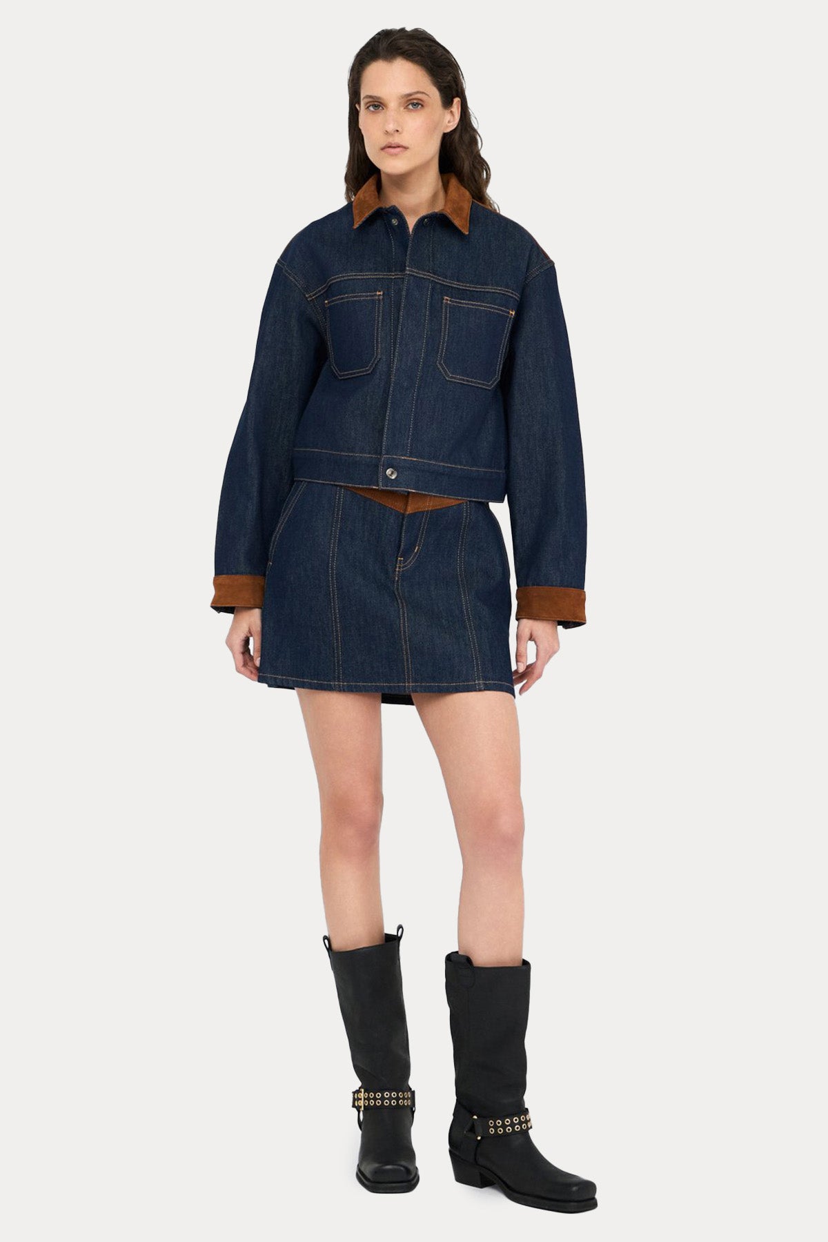 Liu Jo Süet Detaylı Mini Denim Etek