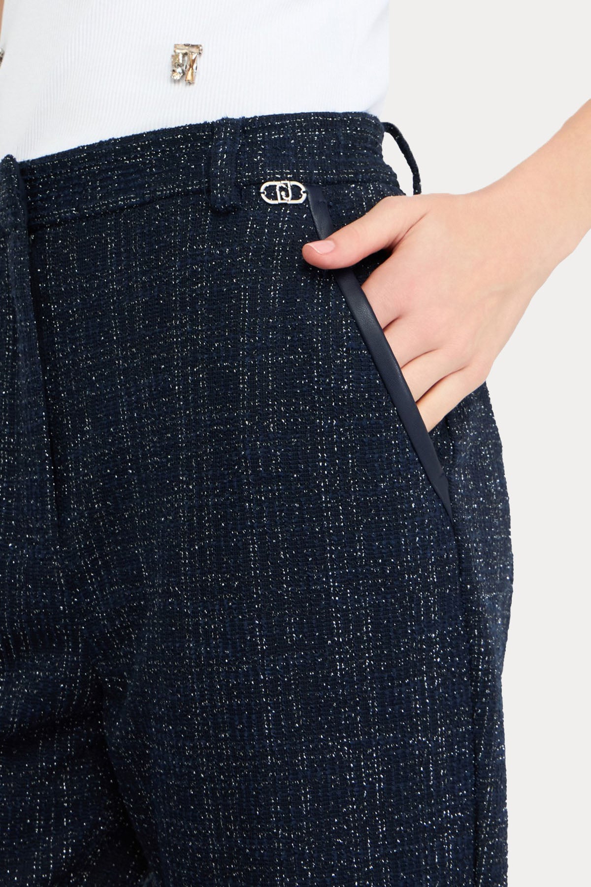 Liu Jo Regular Fit Yüksek Bel Yandan Cepli Buklet Pantolon