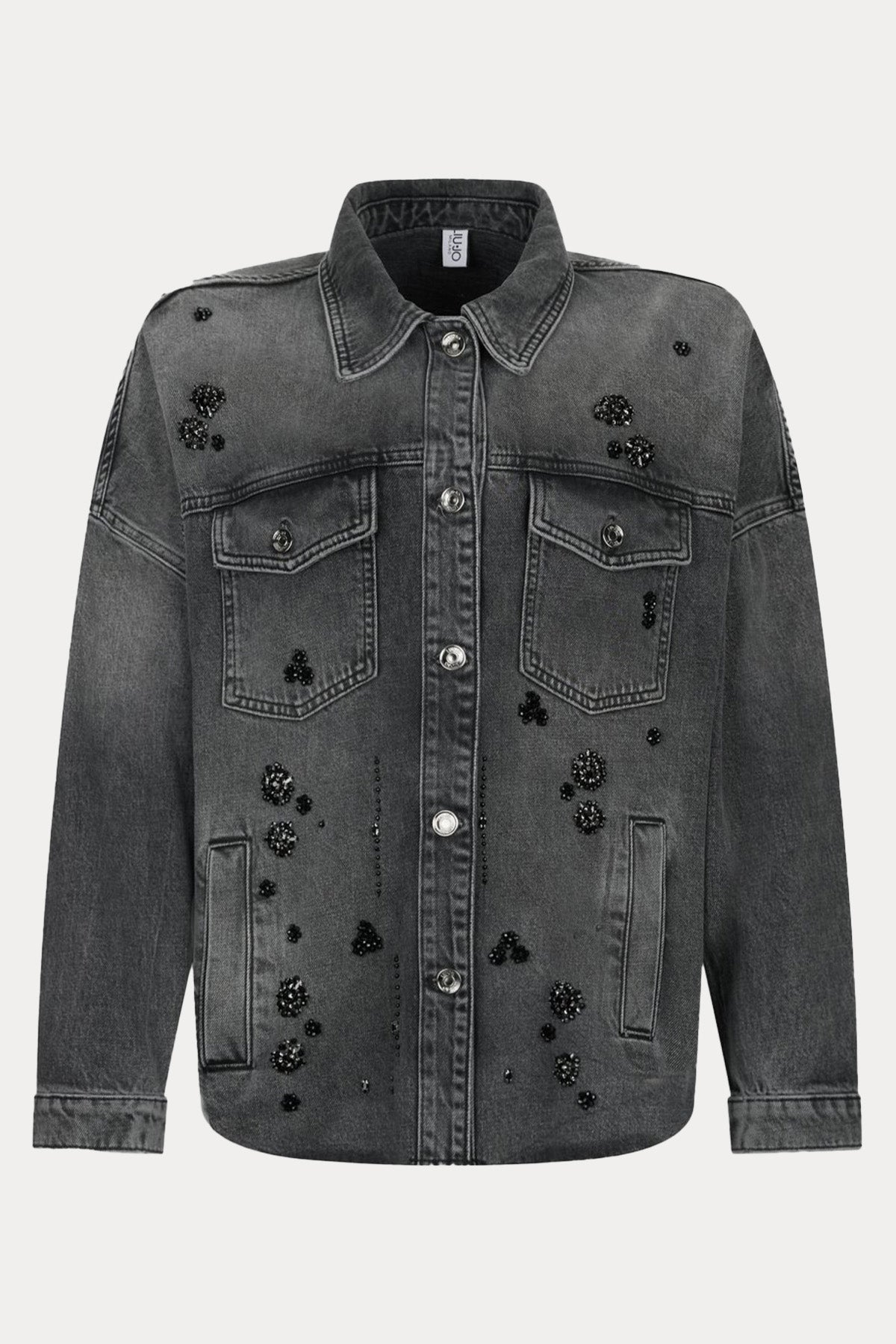 Liu Jo Spor Cepli Parlak Aksesuarlı Denim Ceket