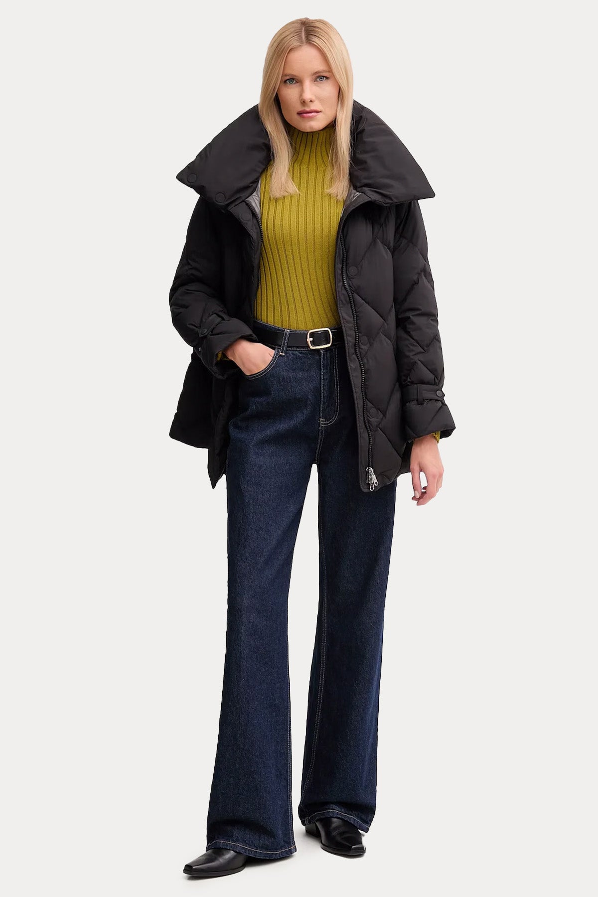 Hetrego Quenby Dik Yaka Kemerli Puffer Mont