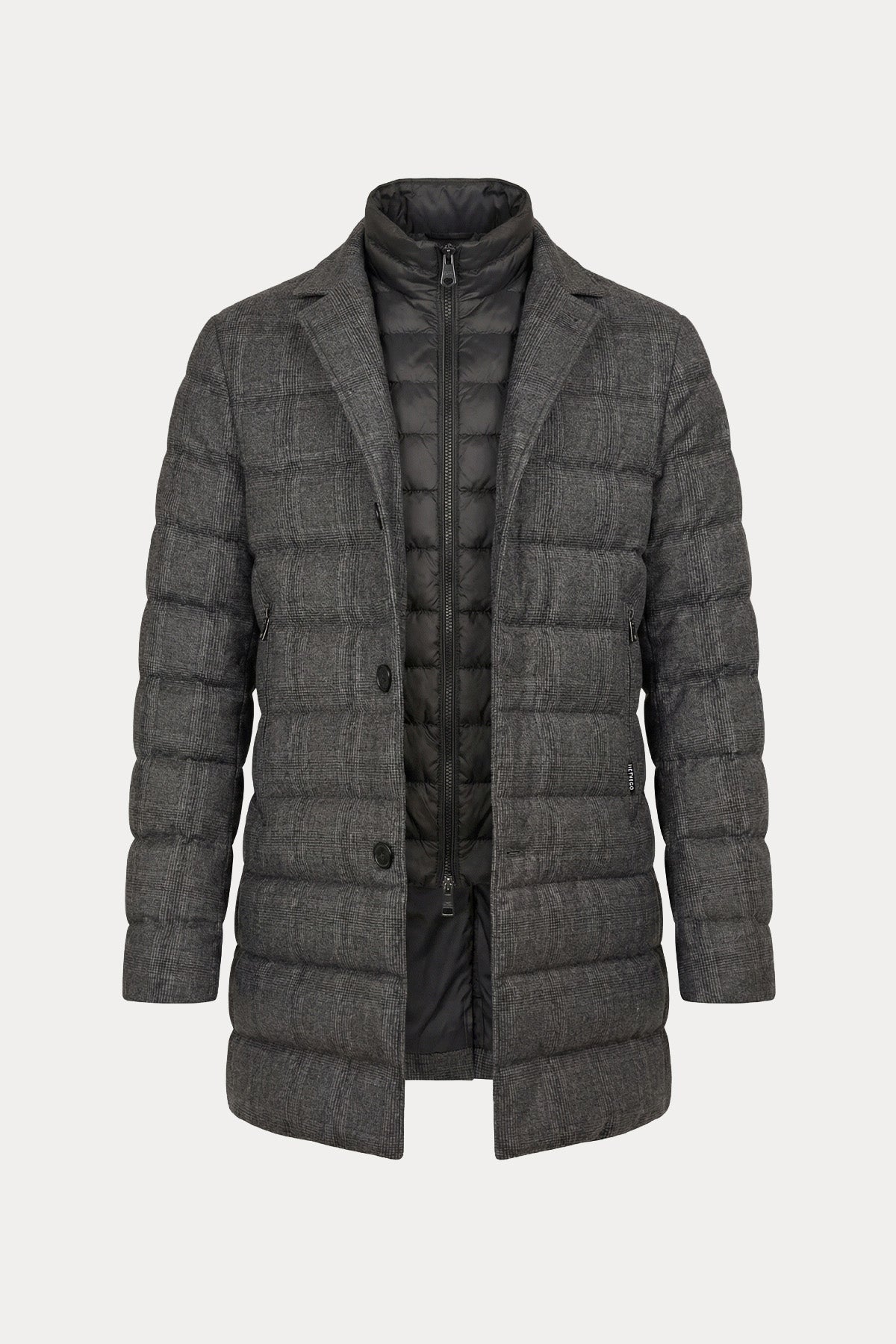 Hetrego Magnus Demonte İç Parçalı Ekose Desen Yün Puffer Mont