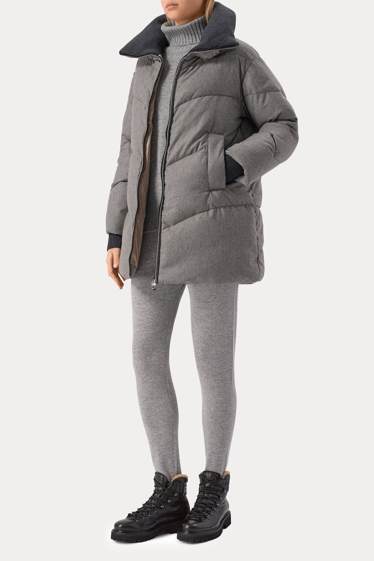 Hetrego Zebu Relaxed Fit Kaşmir Puffer Mont