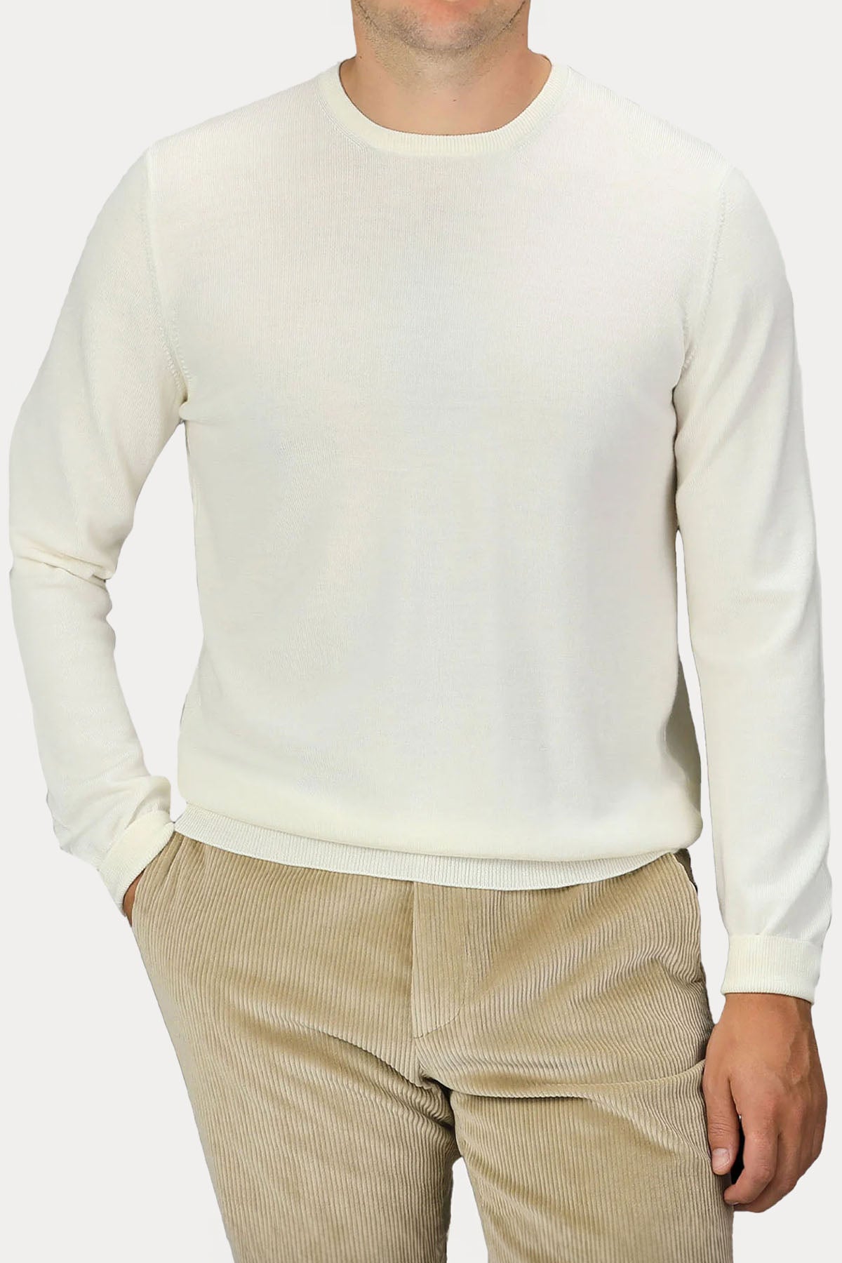 Gran Sasso Yuvarlak Yaka İnce Örgü Yün Triko