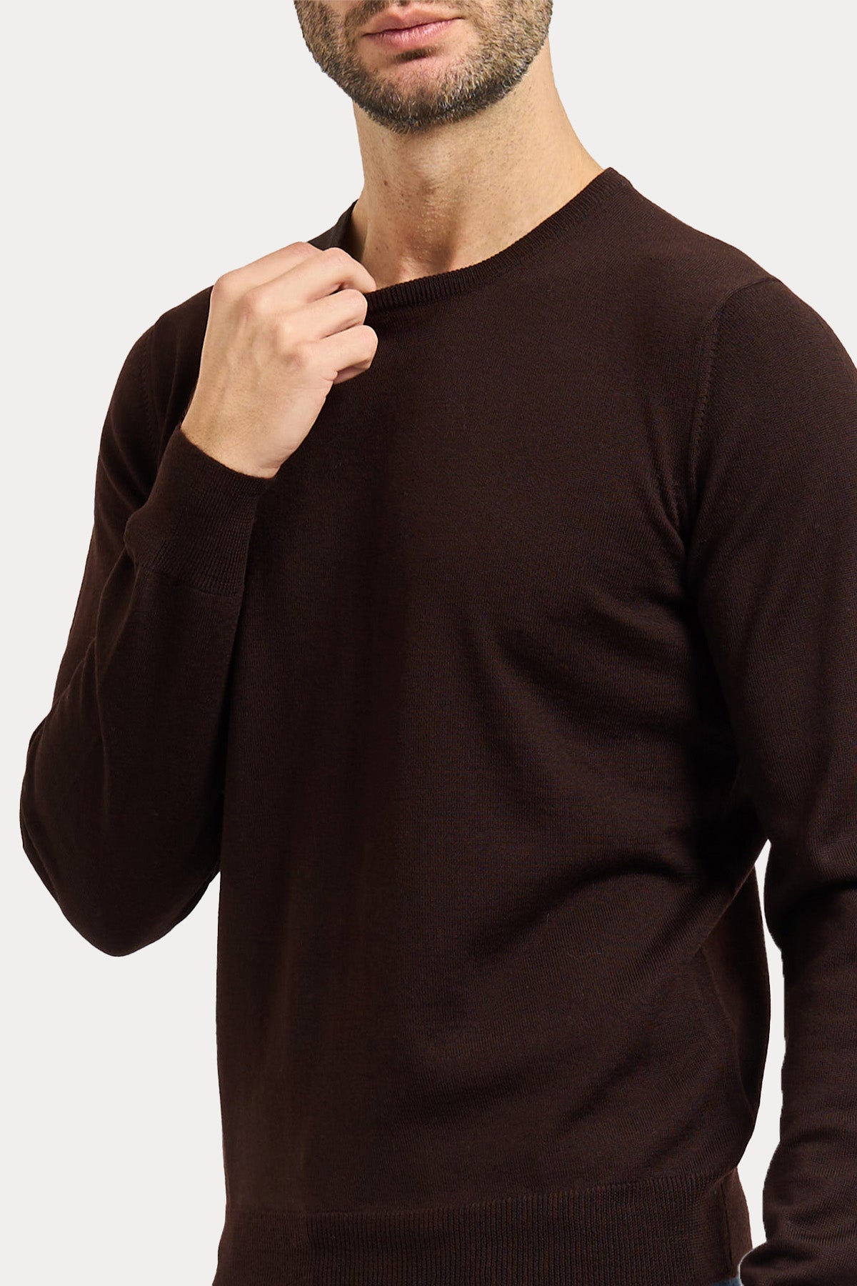 Gran Sasso Yuvarlak Yaka İnce Örgü Yün Triko