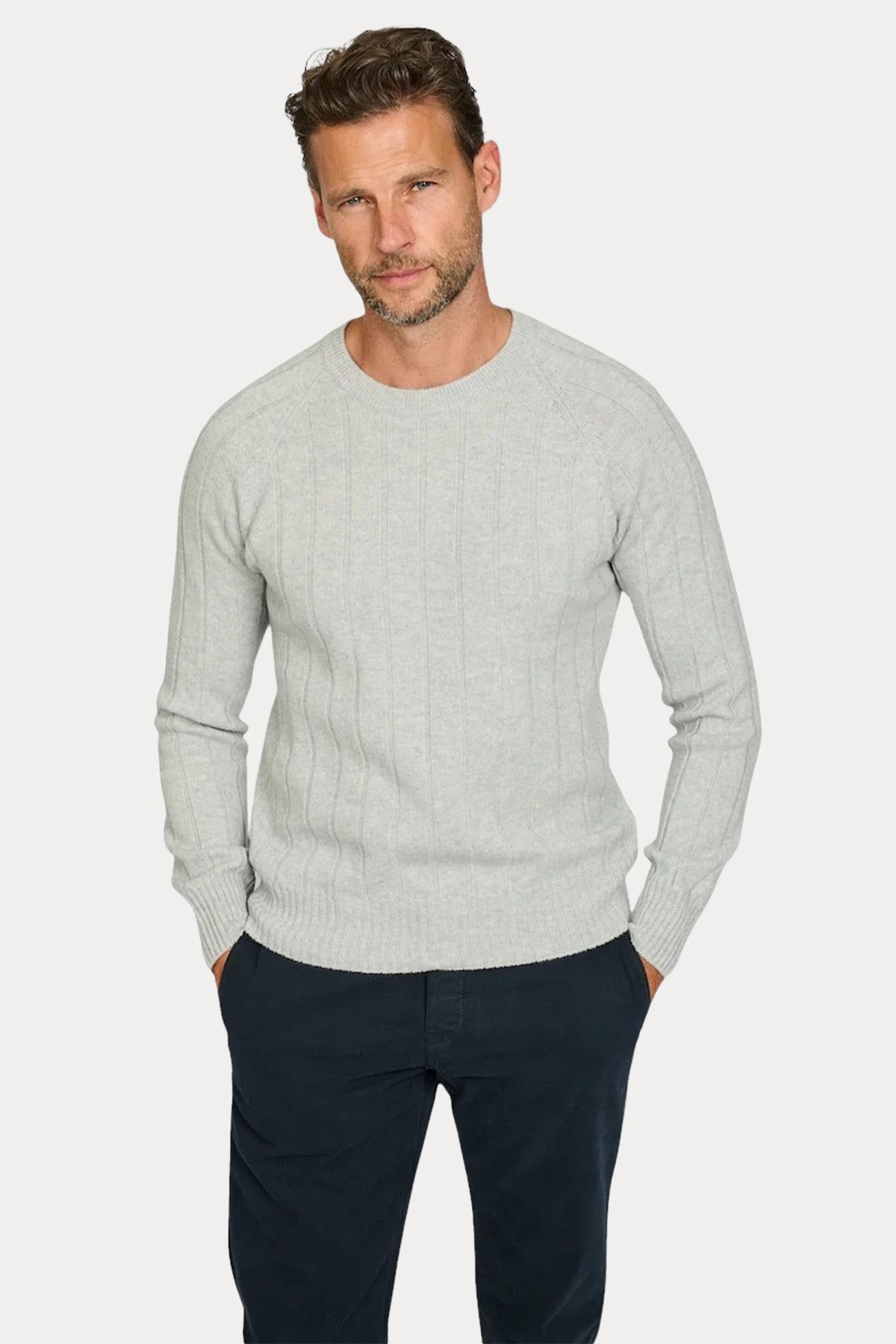 Gran Sasso Yuvarlak Yaka Örgü Kaşmir Yün Triko