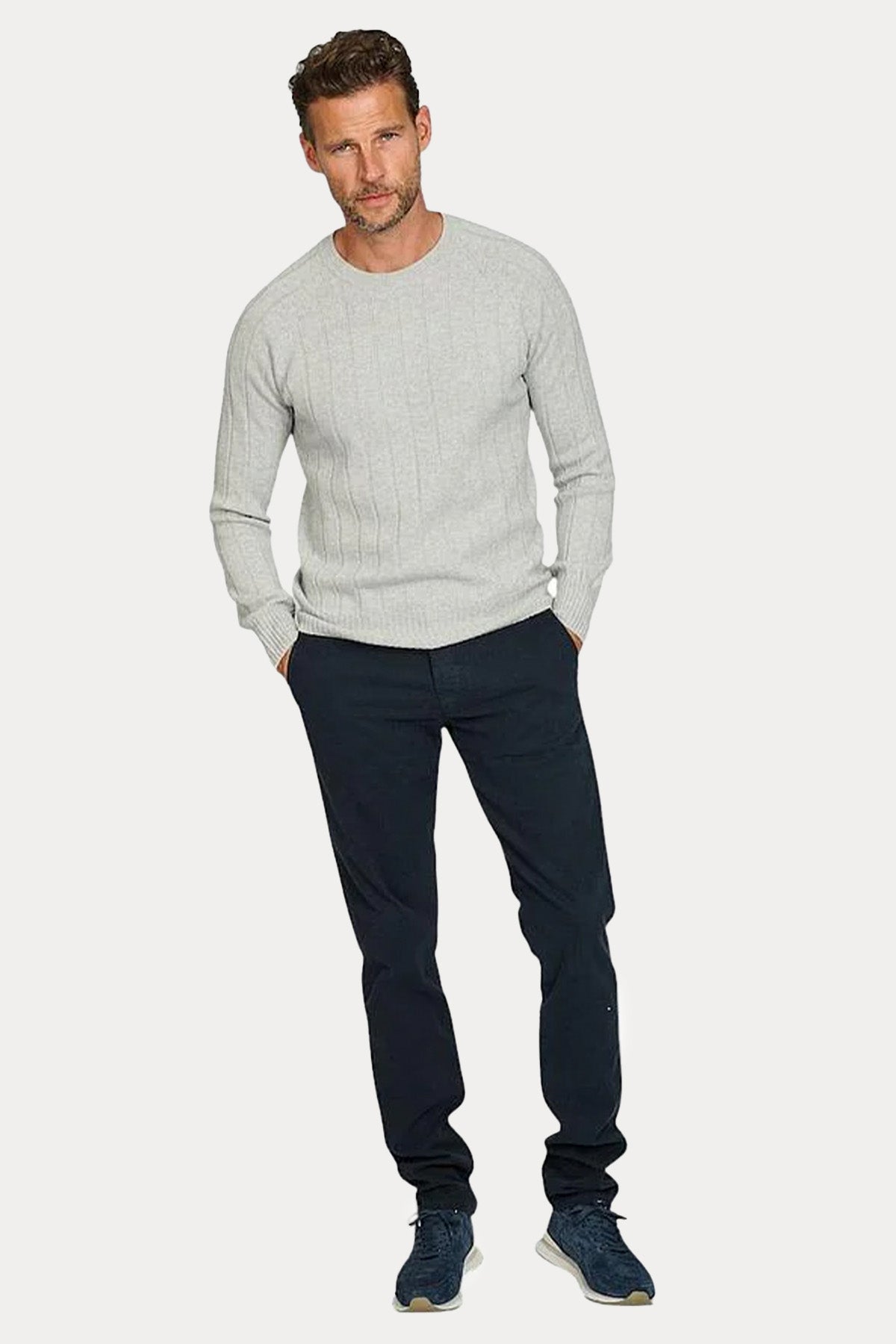 Gran Sasso Yuvarlak Yaka Örgü Kaşmir Yün Triko