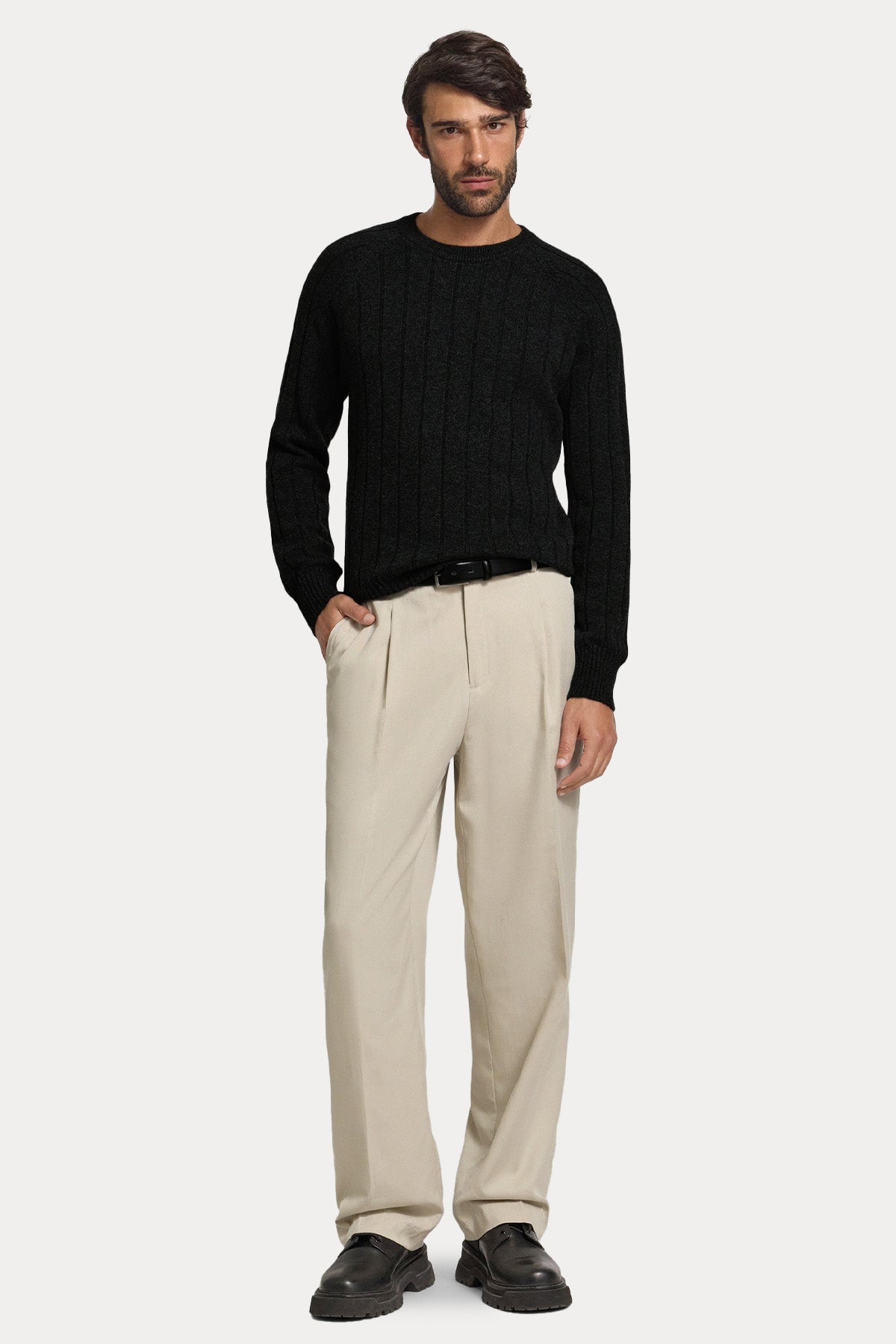 Gran Sasso Yuvarlak Yaka Örgü Kaşmir Yün Triko