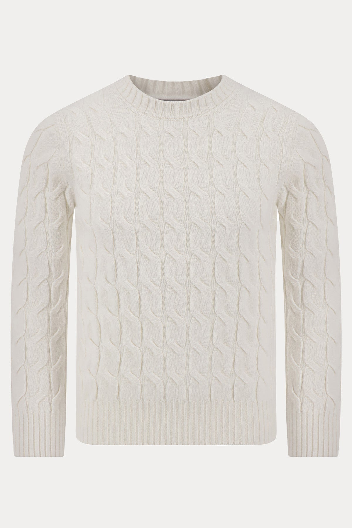 Gran Sasso Yuvarlak Yaka Saç Örgü Kaşmir Yün Triko