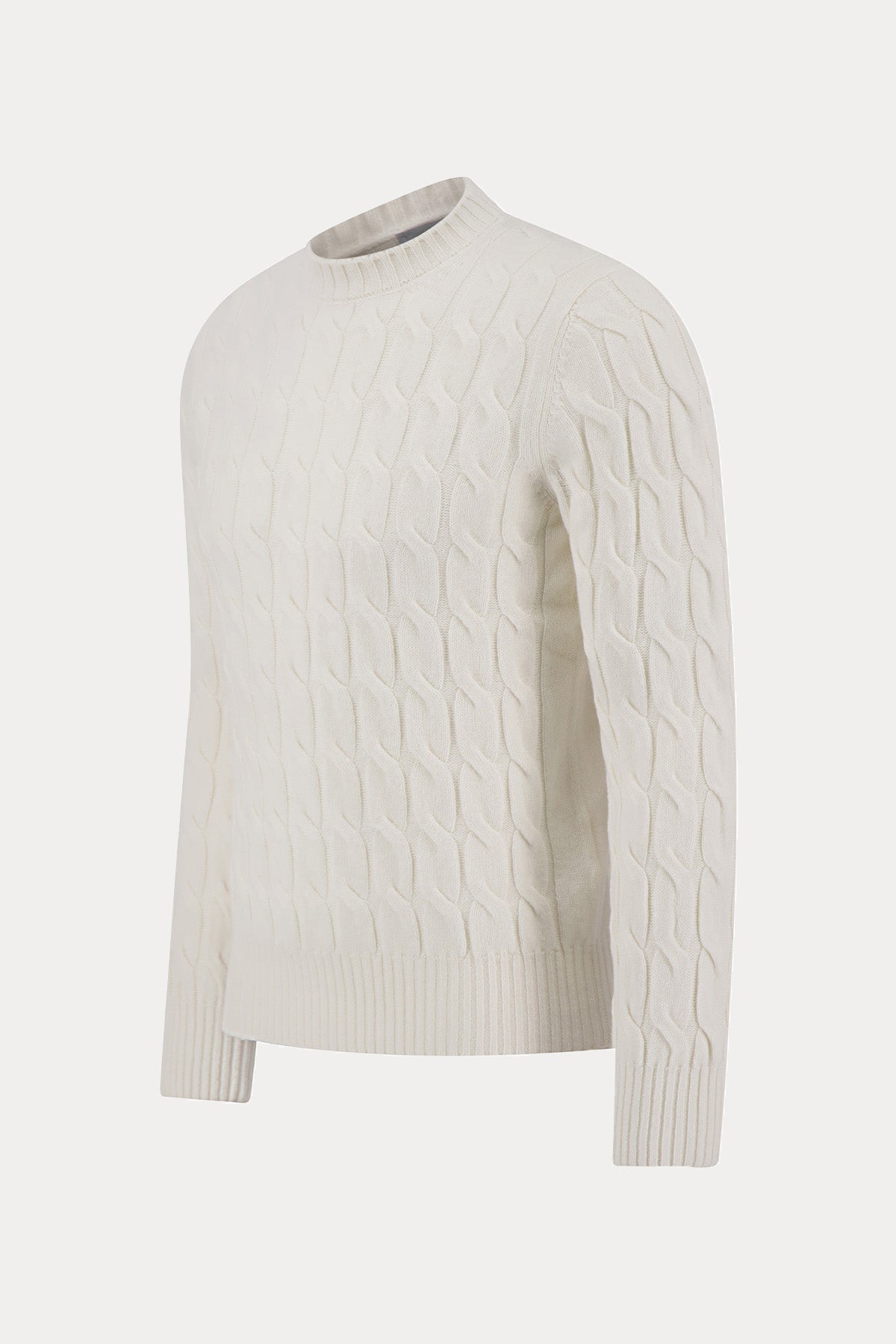 Gran Sasso Yuvarlak Yaka Saç Örgü Kaşmir Yün Triko