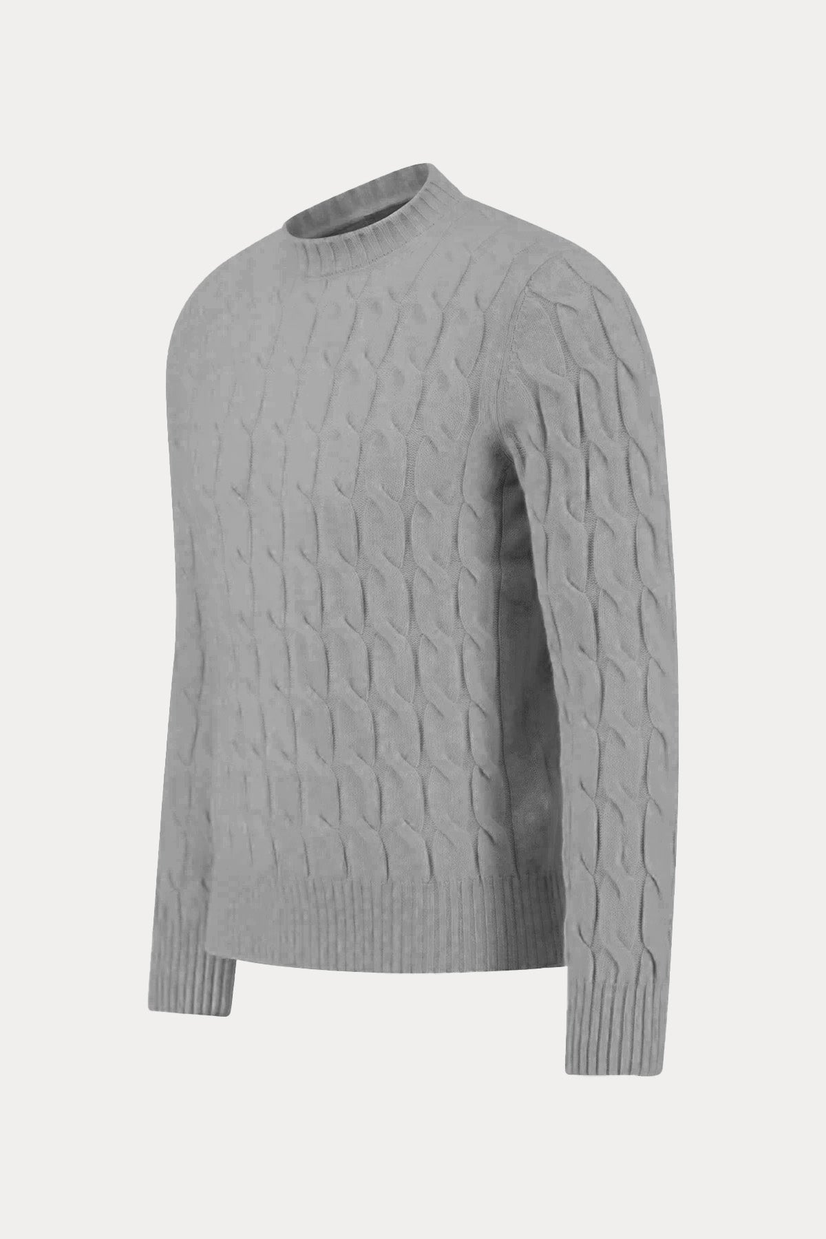 Gran Sasso Yuvarlak Yaka Saç Örgü Kaşmir Yün Triko