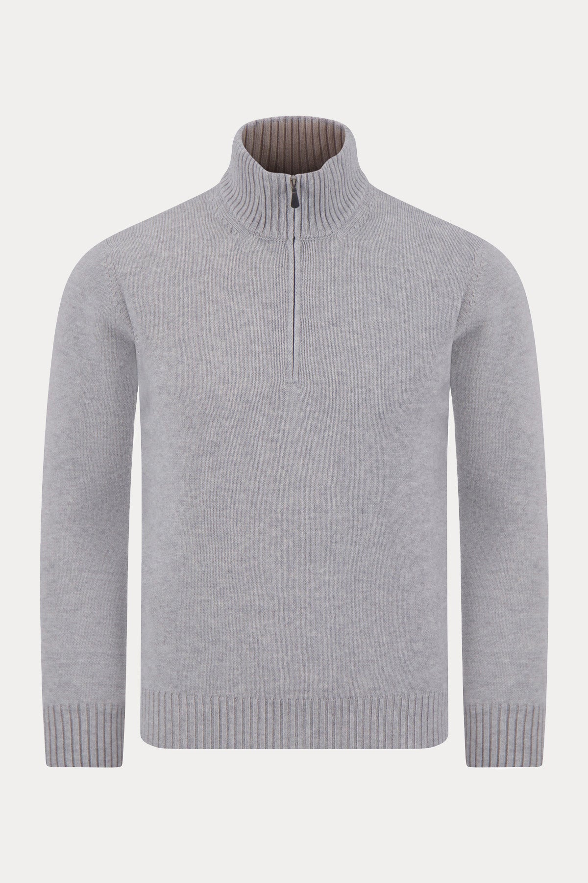 Gran Sasso Yarım Fermuarlı Dik Yaka Örgü Kaşmir Yün Triko