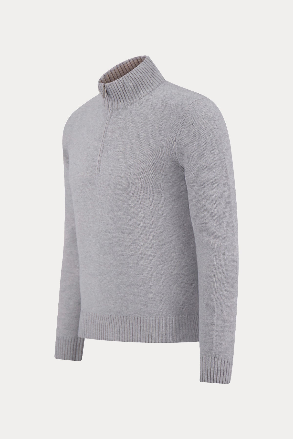 Gran Sasso Yarım Fermuarlı Dik Yaka Örgü Kaşmir Yün Triko