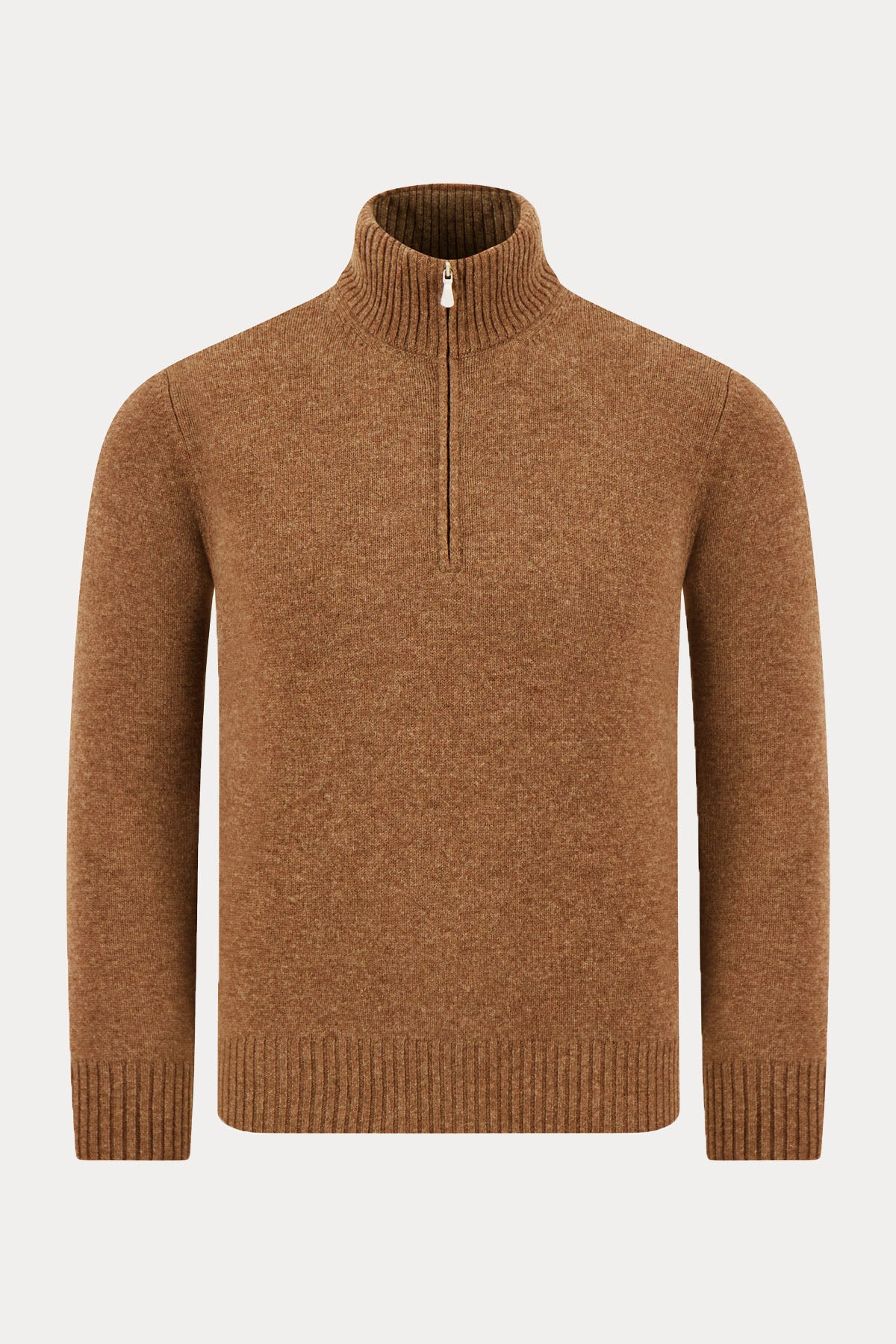 Gran Sasso Yarım Fermuarlı Dik Yaka Örgü Kaşmir Yün Triko