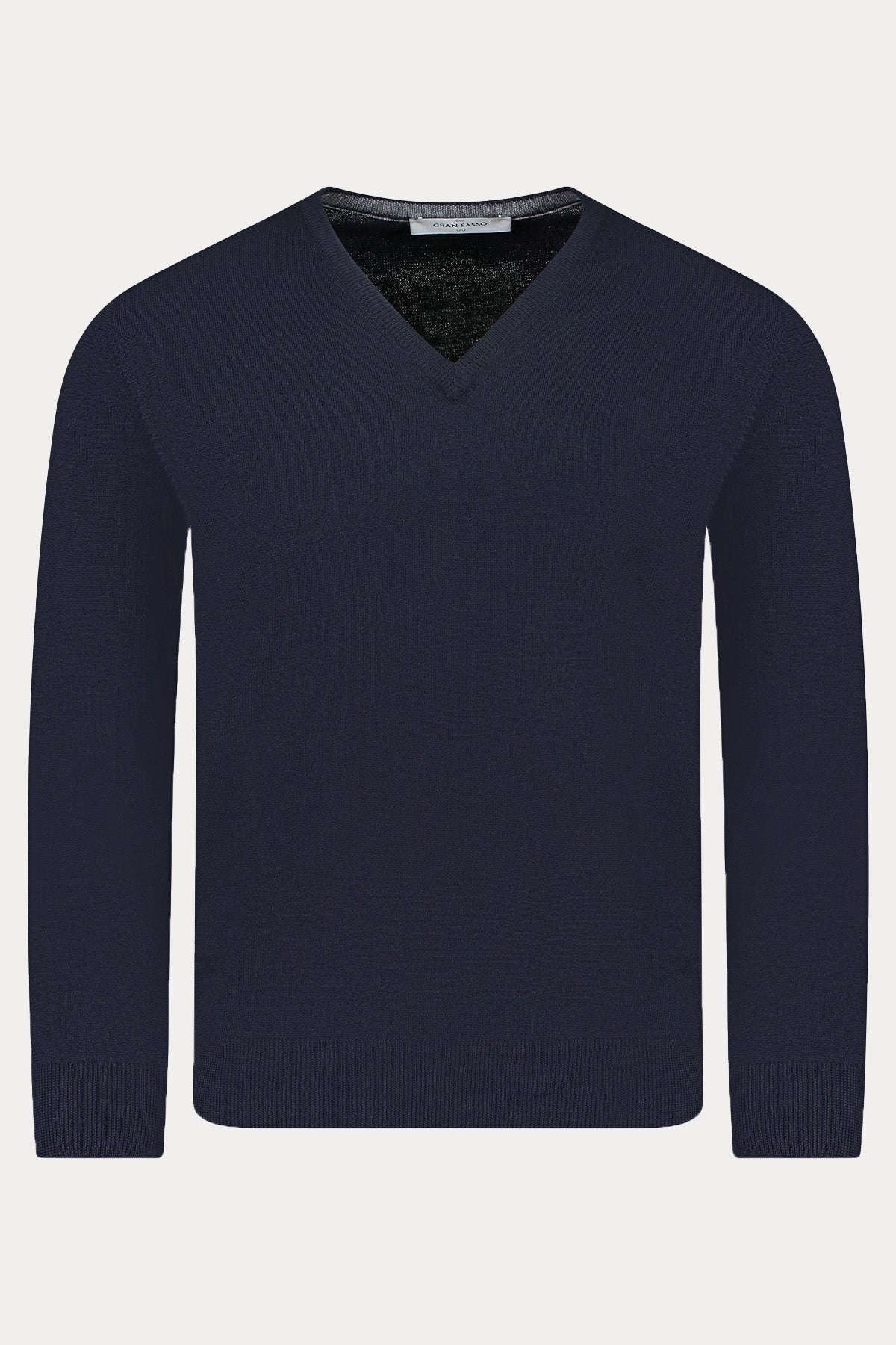 Gran Sasso Slim Fit V Yaka İnce Örgü Yün Triko