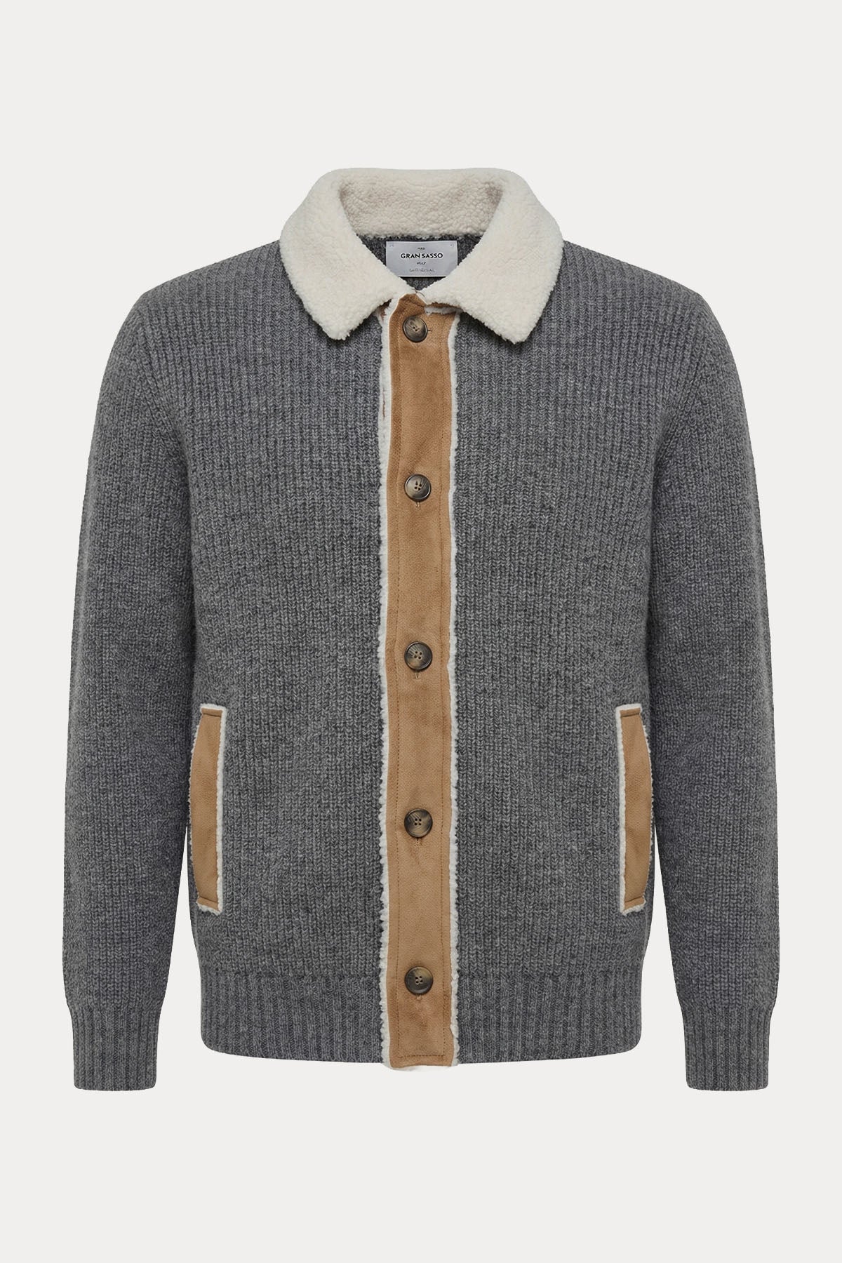 Gran Sasso Yakası Kürklü Örgü Yün Ceket
