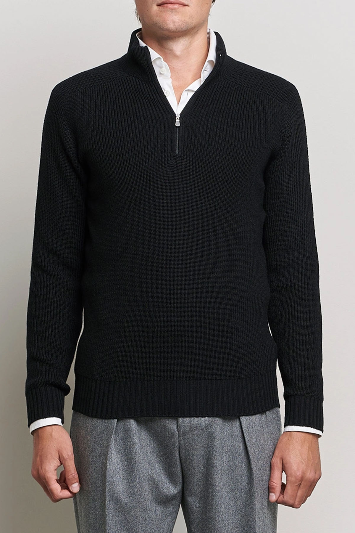 Gran Sasso Fermuarlı Dik Yaka Örgü Su Geçirmez Triko