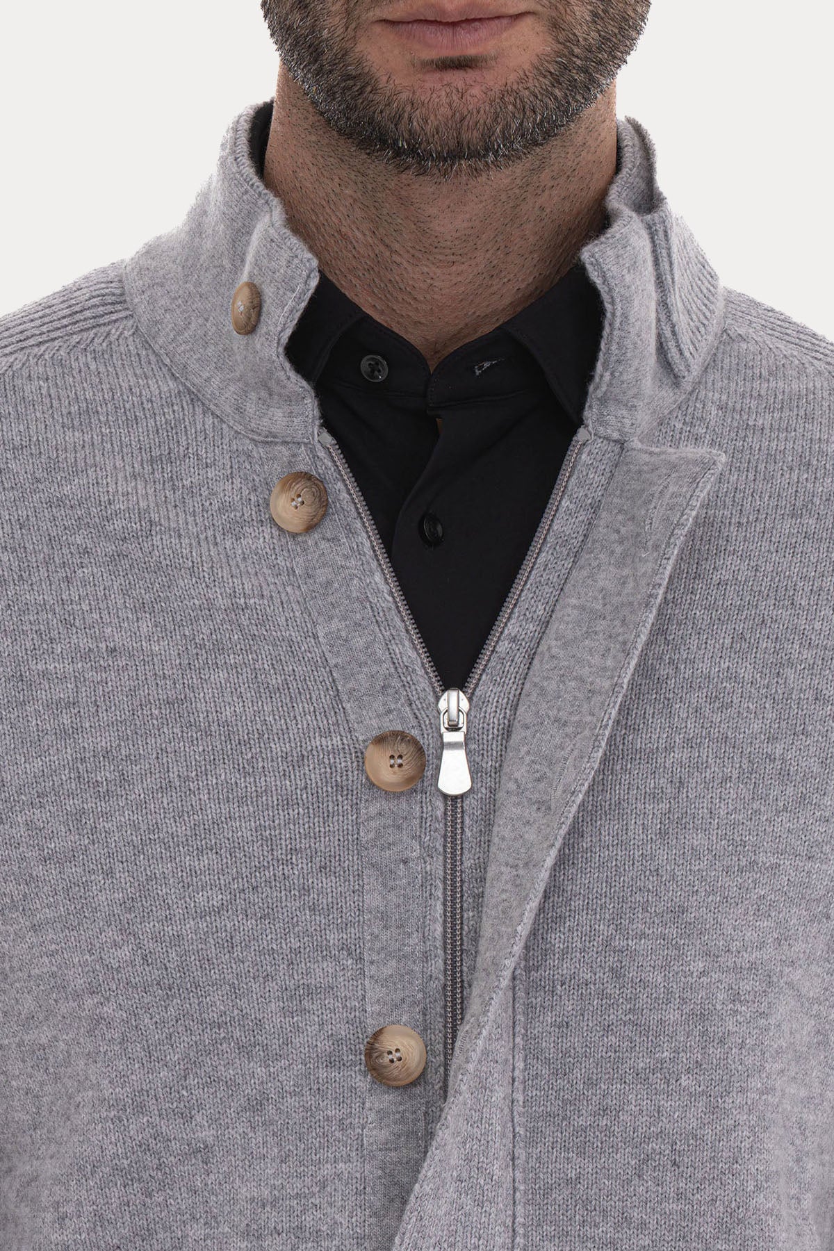 Gran Sasso Dik Yaka Örgü Yün Triko Ceket