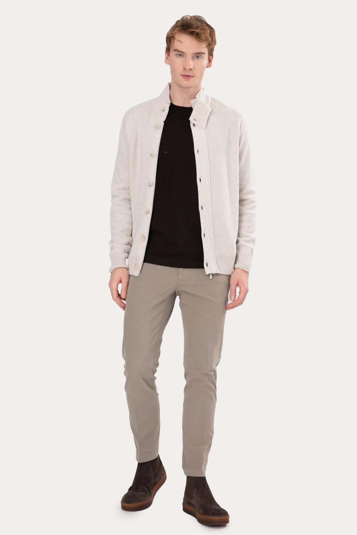 Gran Sasso Dik Yaka Örgü Yün Triko Ceket