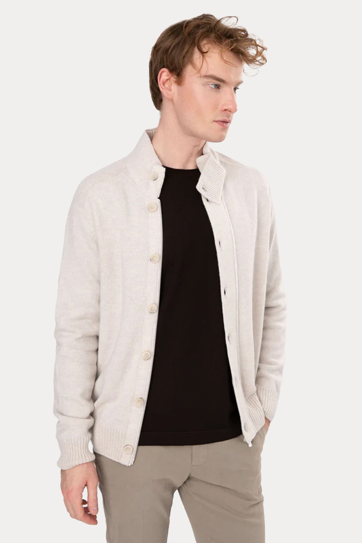 Gran Sasso Dik Yaka Örgü Yün Triko Ceket