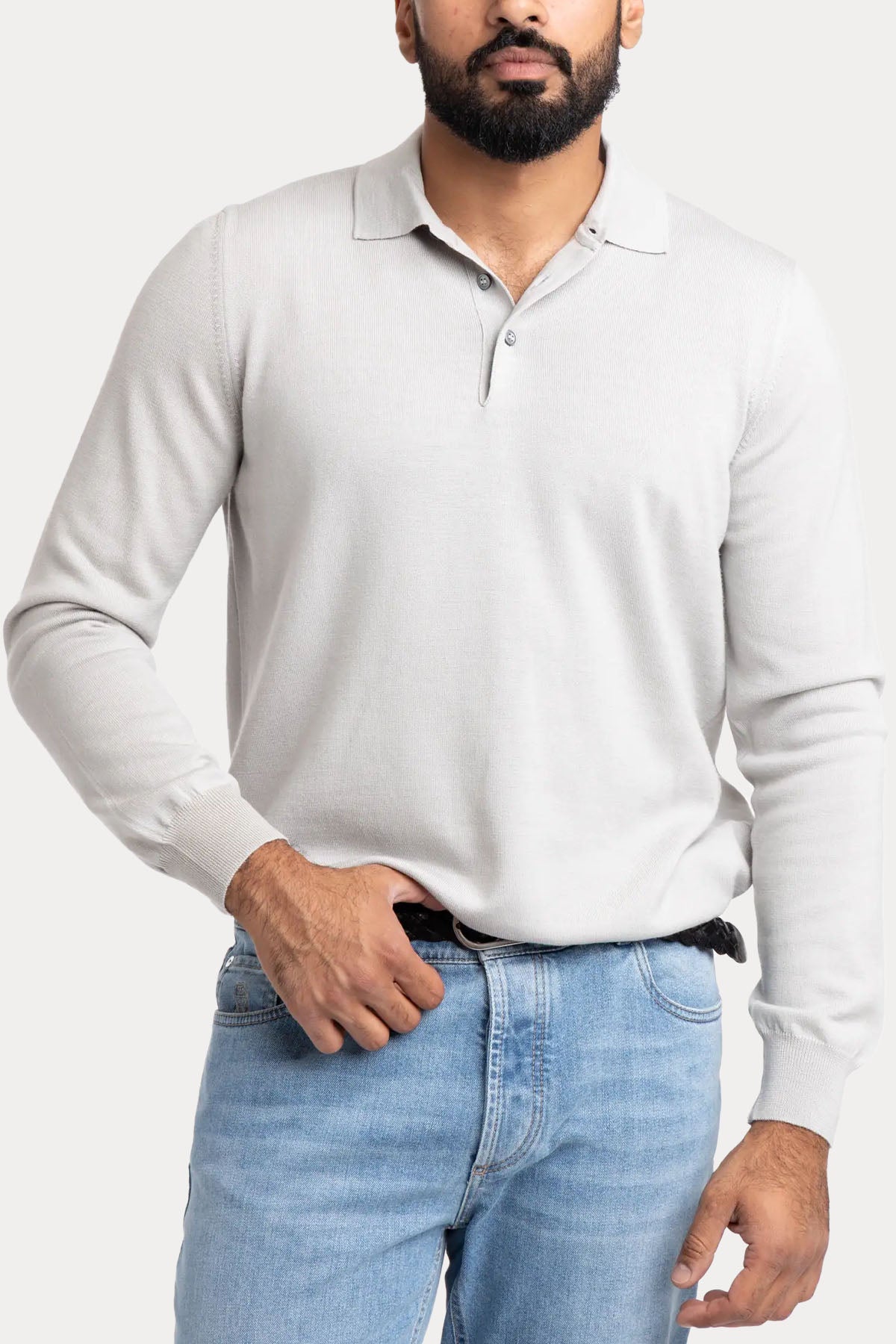 Gran Sasso Slim Fit Polo Yaka İnce Örgü Yün Triko