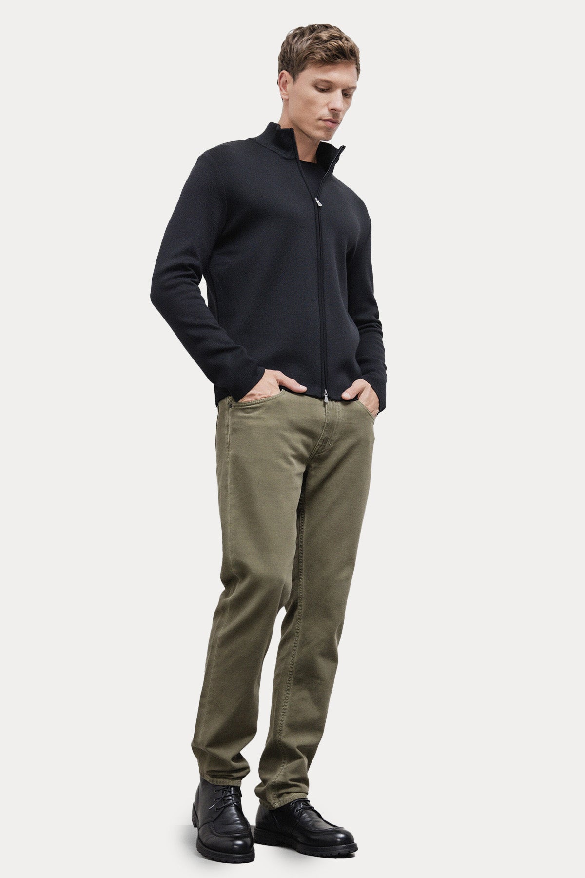 Gran Sasso Dik Yaka Örgü Yün Triko Ceket