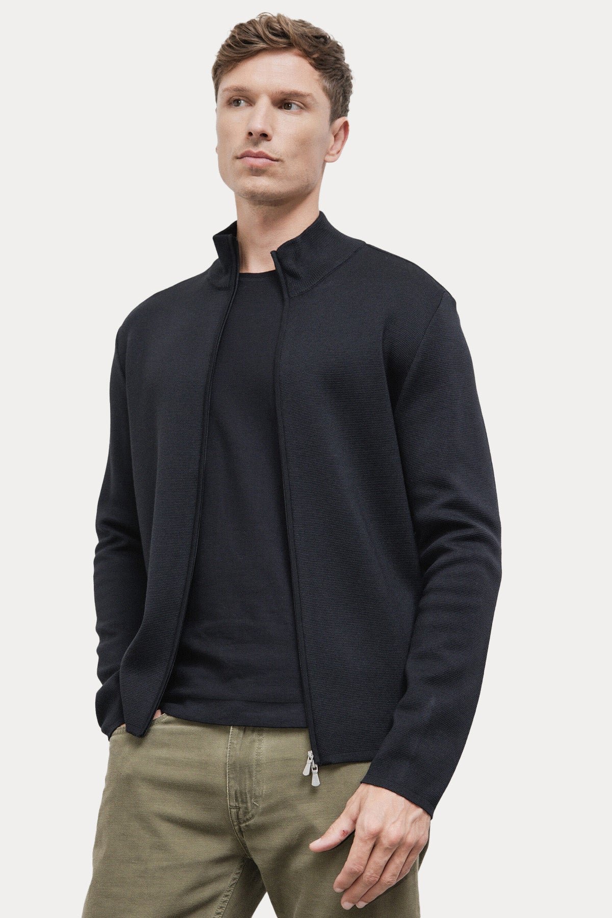 Gran Sasso Dik Yaka Örgü Yün Triko Ceket